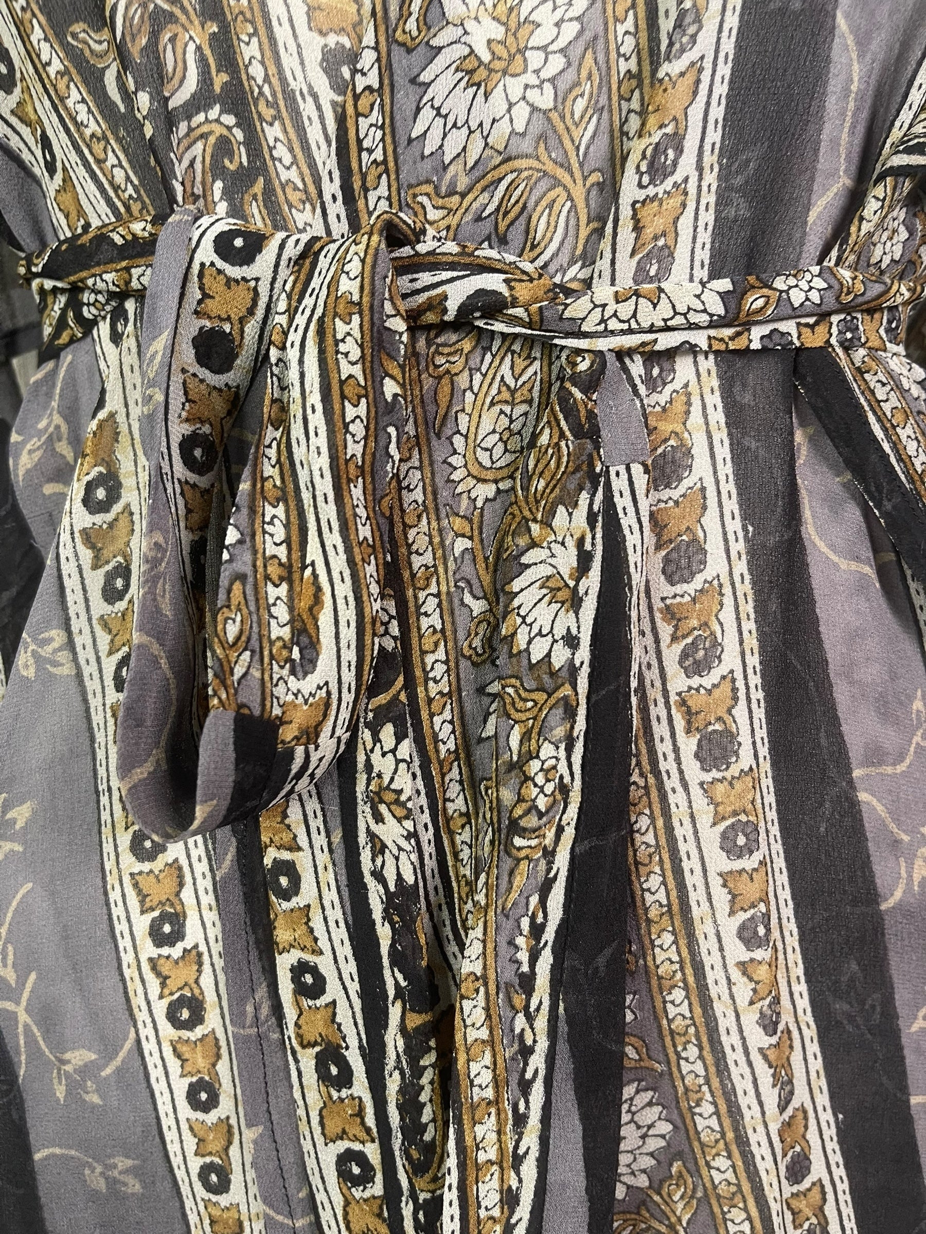 PREVIEW PRG8514 Sheer Wabi Sabi Pure Silk Kimono-Sleeved Jacket with Belt by FEBRUARY2026 – Handmade ethical Short Kimono from sariKNOTsari using upcycled silk. Designed in Canada for travel and slow fashion, loved from Toronto to LA to Sydney.