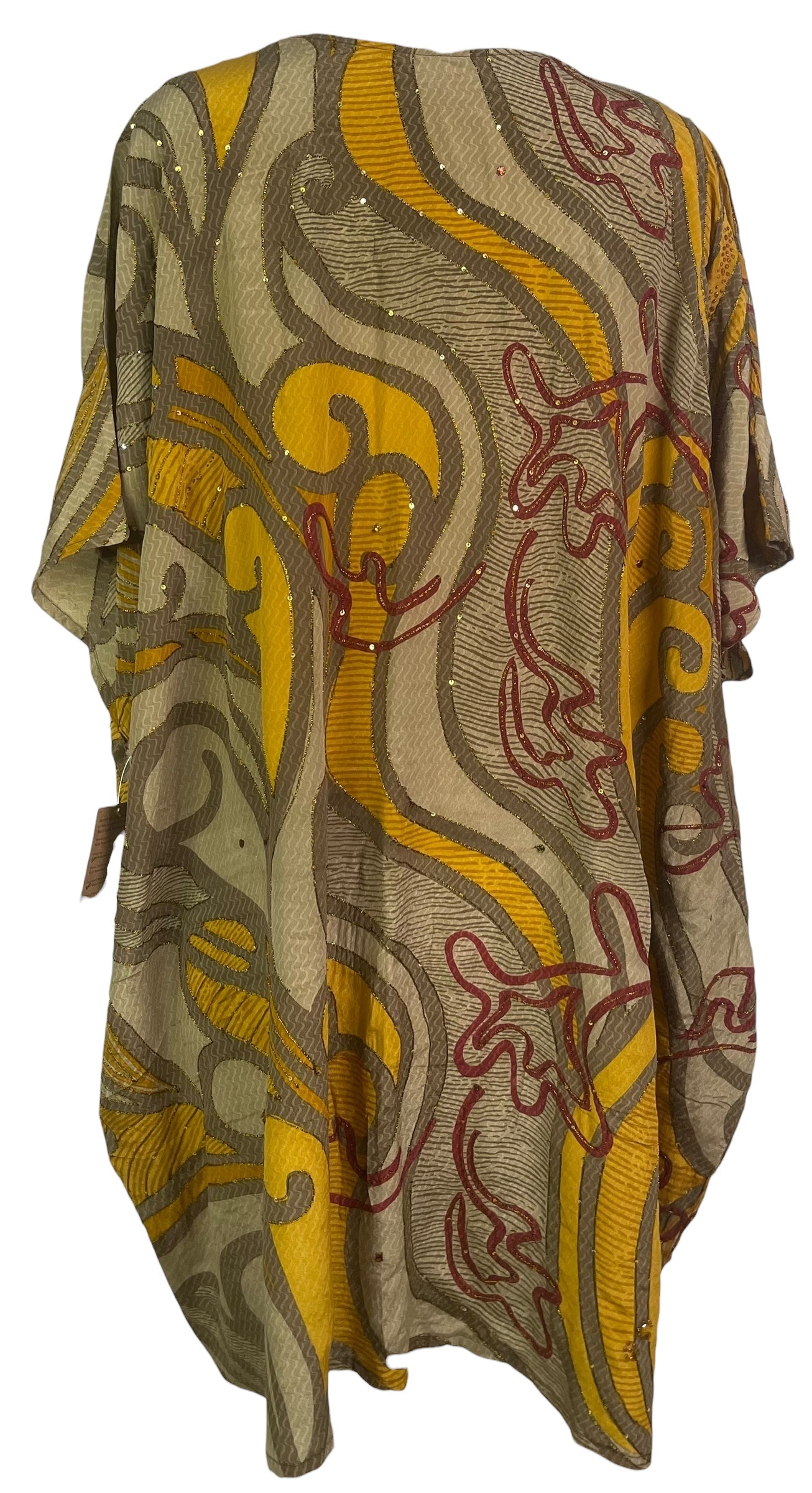 PRC8841  Wabi Sabi Pure Silk Midi Length Kaftan by 15 FEBRUARY 2026 – Handmade ethical Midi Length Kaftan from sariKNOTsari using upcycled silk. Designed in Canada for travel and slow fashion, loved from Toronto to LA to Sydney.