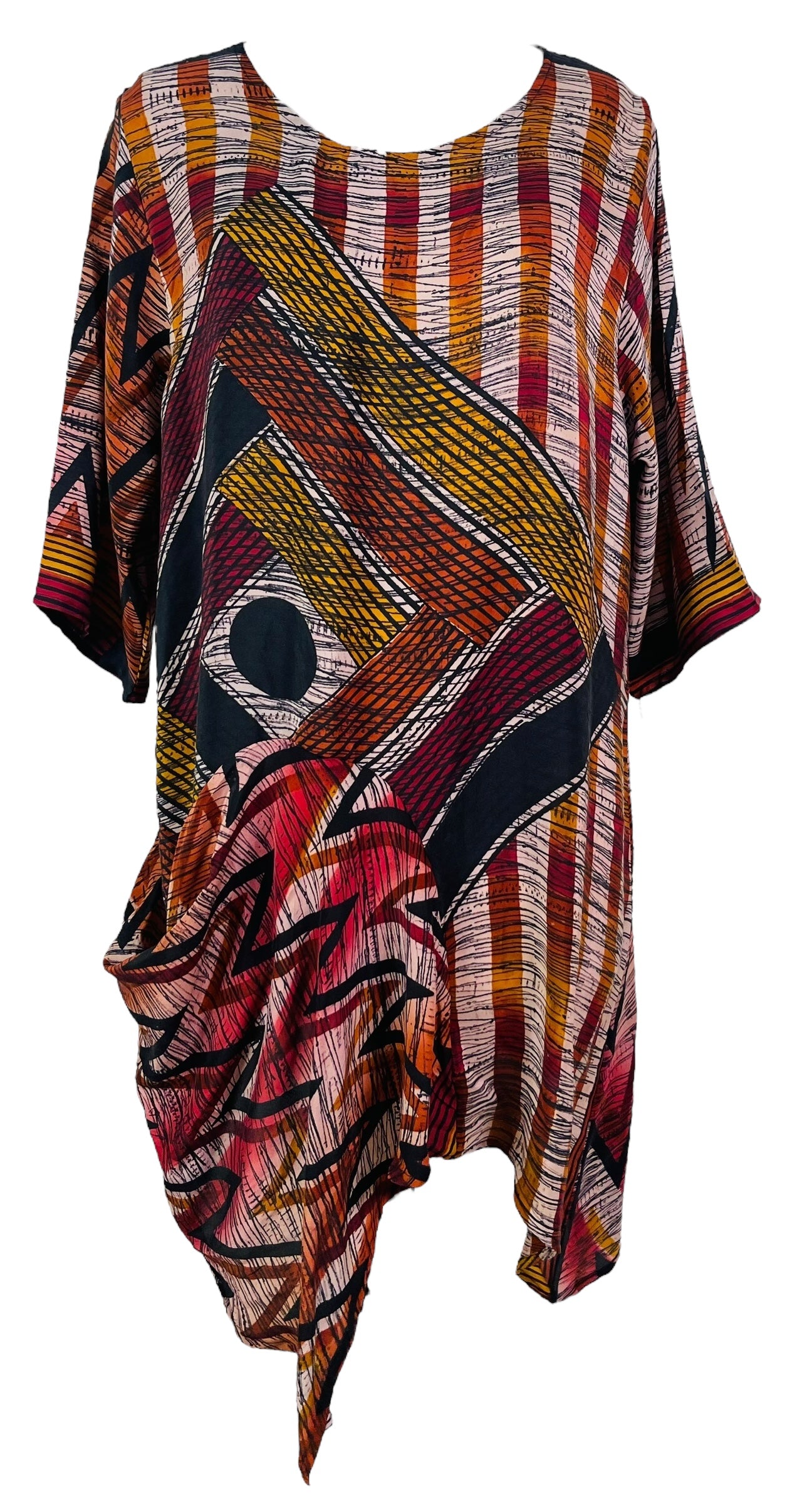 PRC6834 Avatar Pure Silk Self Pocket Tunic Dress