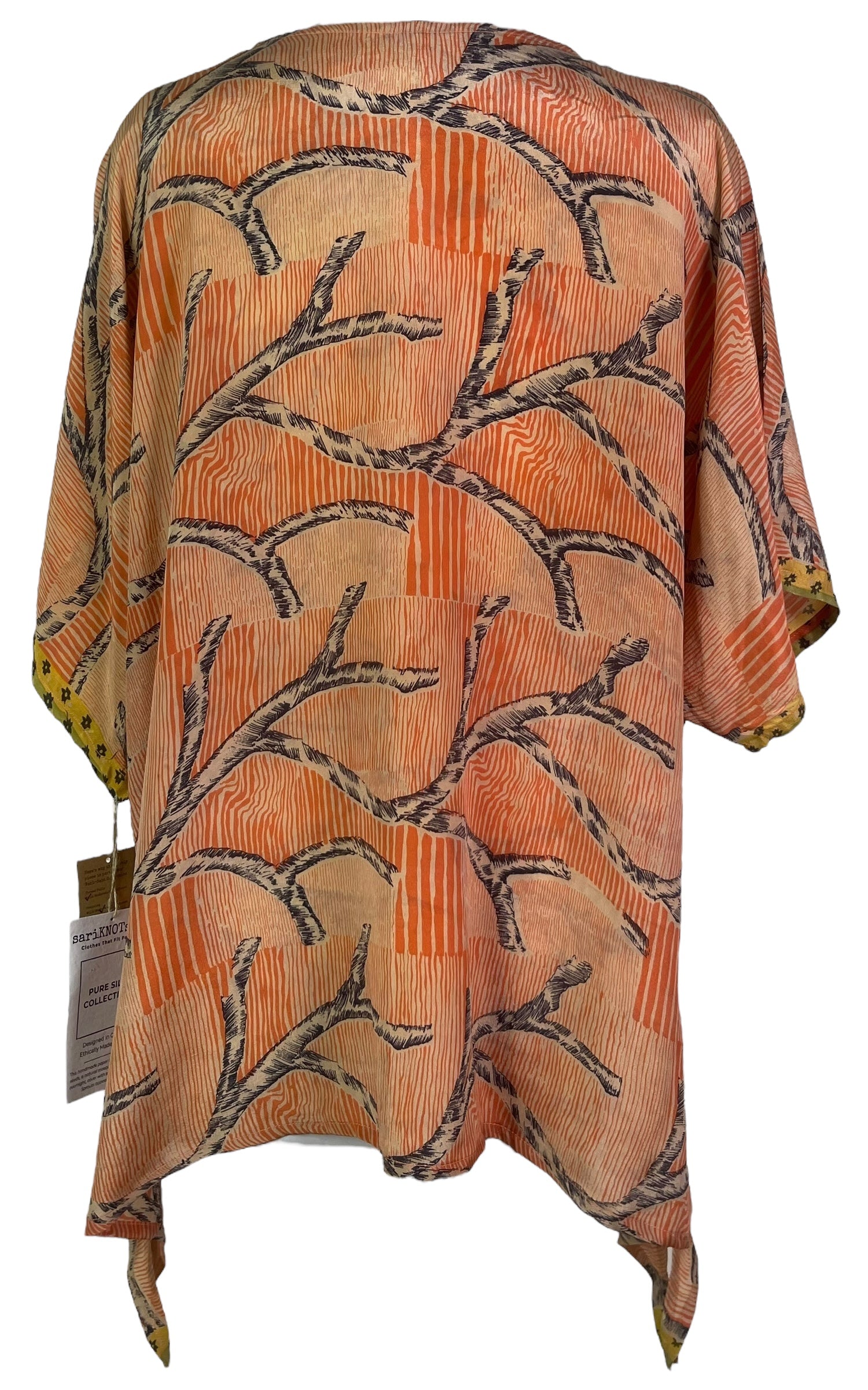 PREVIEW PRC8027 Wabi Sabi Pure Silk Long Tunic with Side Ties by DECEMBER2025 – Handmade ethical Side Tie Tunic from sariKNOTsari using upcycled silk. Designed in Canada for travel and slow fashion, loved from Toronto to LA to Sydney.
