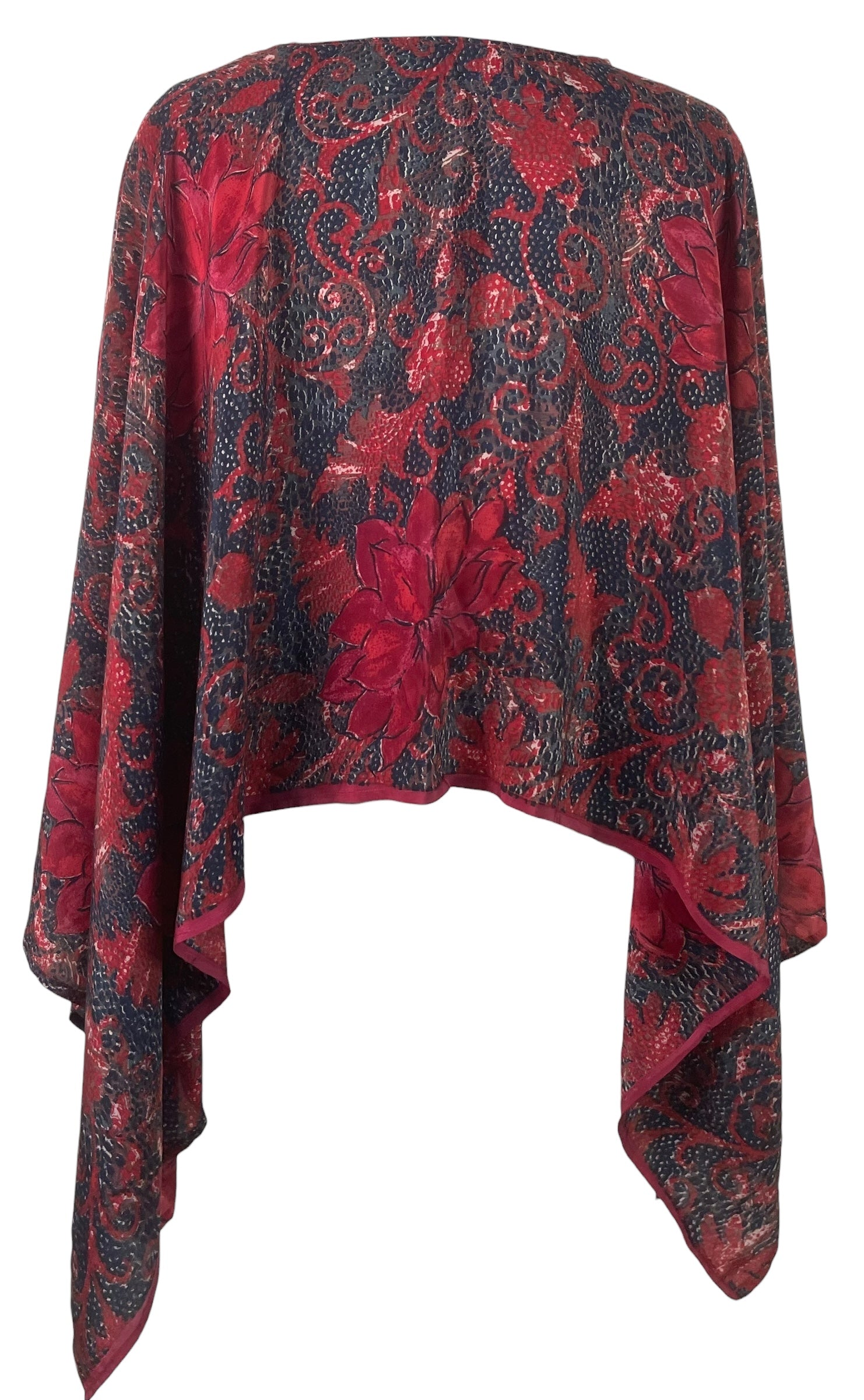 PREVIEW PRC8649 Pure Silk Wabi Sabi Capelet Poncho by MARCH2026 – Handmade ethical Poncho from sariKNOTsari using upcycled silk. Designed in Canada for travel and slow fashion, loved from Toronto to LA to Sydney.