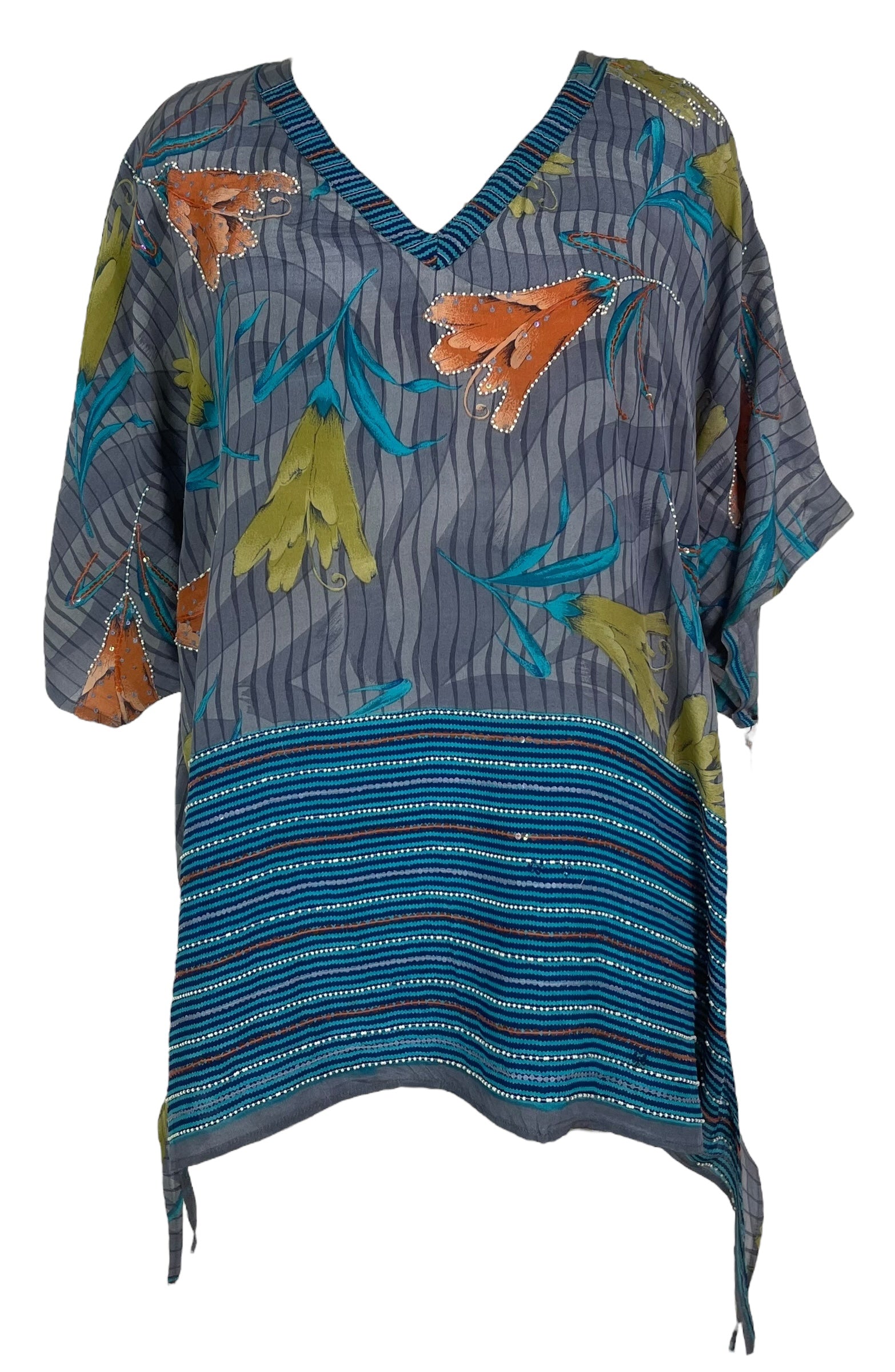 PRC7867 Avatar Pure Silk Long Tunic with Side Ties