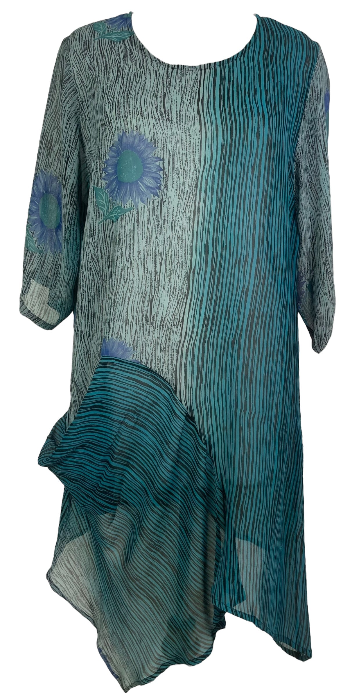 PRG7957 Sheer Avatar Pure Silk Self Pocket Tunic Dress