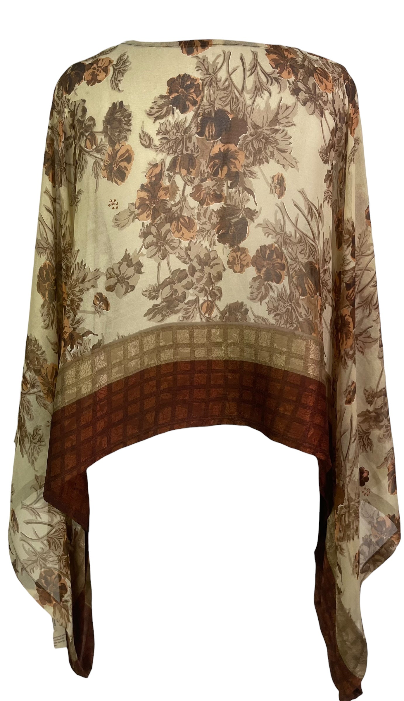 PREVIEW PRG8776 Sheer Avatar Pure Silk Kimono-Sleeved Top by MARCH2026 – Handmade ethical Kimono Top from sariKNOTsari using upcycled silk. Designed in Canada for travel and slow fashion, loved from Toronto to LA to Sydney.