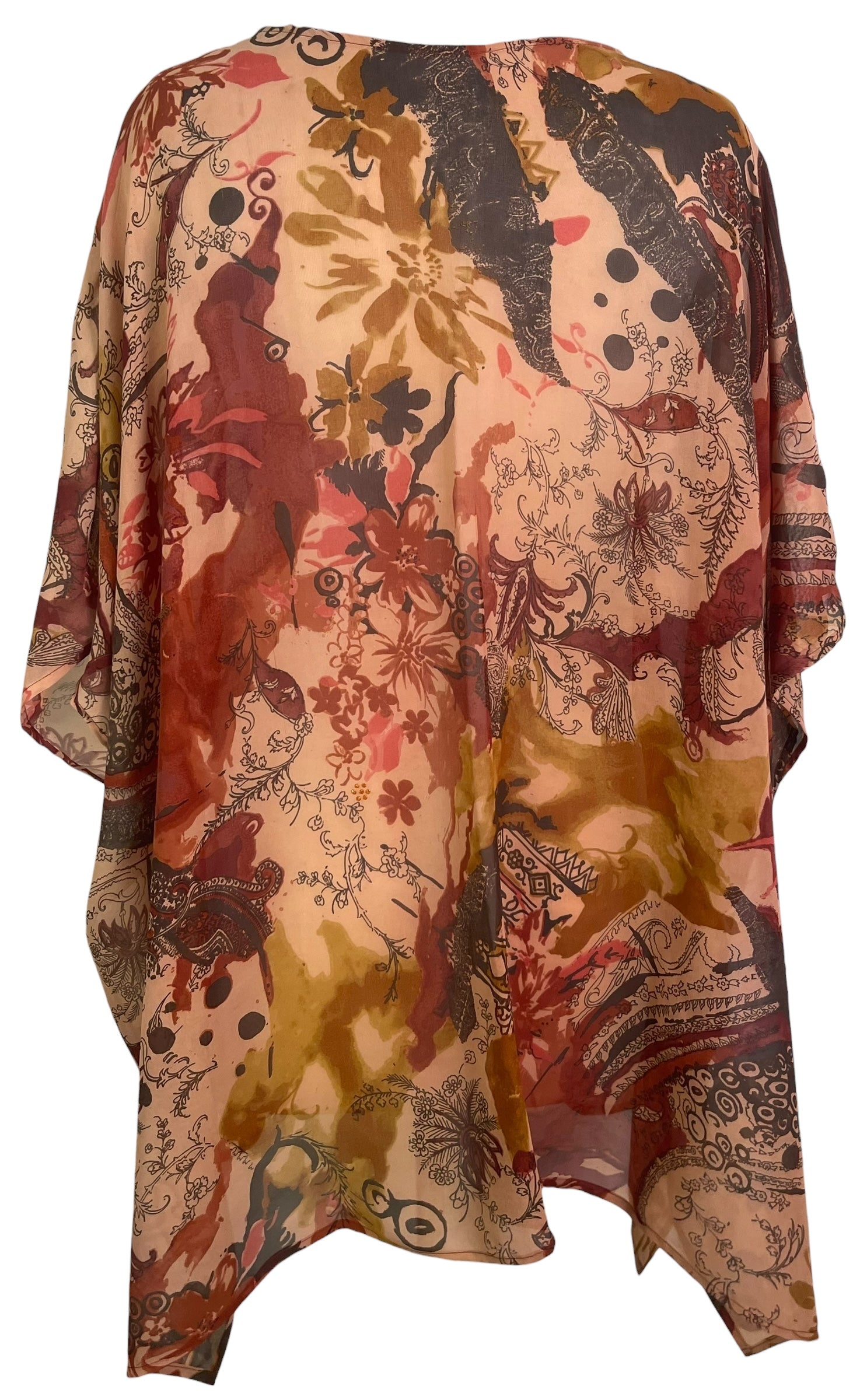 PRG8723 Sheer Avatar Pure Silk Short Kaftan Tunic with Slits by 15 FEBRUARY 2026 – Handmade ethical Short Kaftan from sariKNOTsari using upcycled silk. Designed in Canada for travel and slow fashion, loved from Toronto to LA to Sydney.