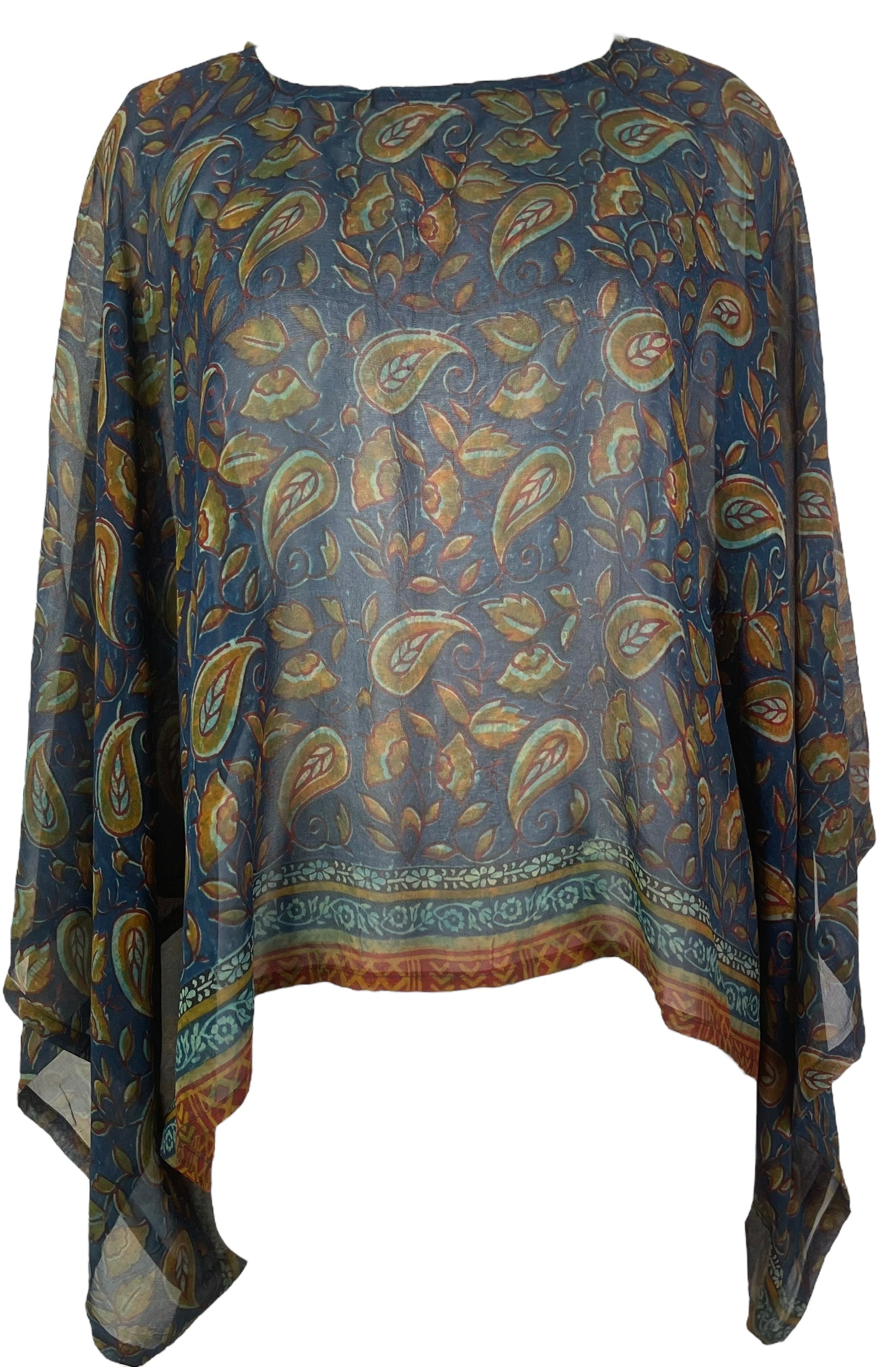 PREVIEW PRG8107 Sheer Wabi Sabi Pure Silk Kimono-Sleeved Top by DECEMBER2025 – Handmade ethical Kimono Top from sariKNOTsari using upcycled silk. Designed in Canada for travel and slow fashion, loved from Toronto to LA to Sydney.