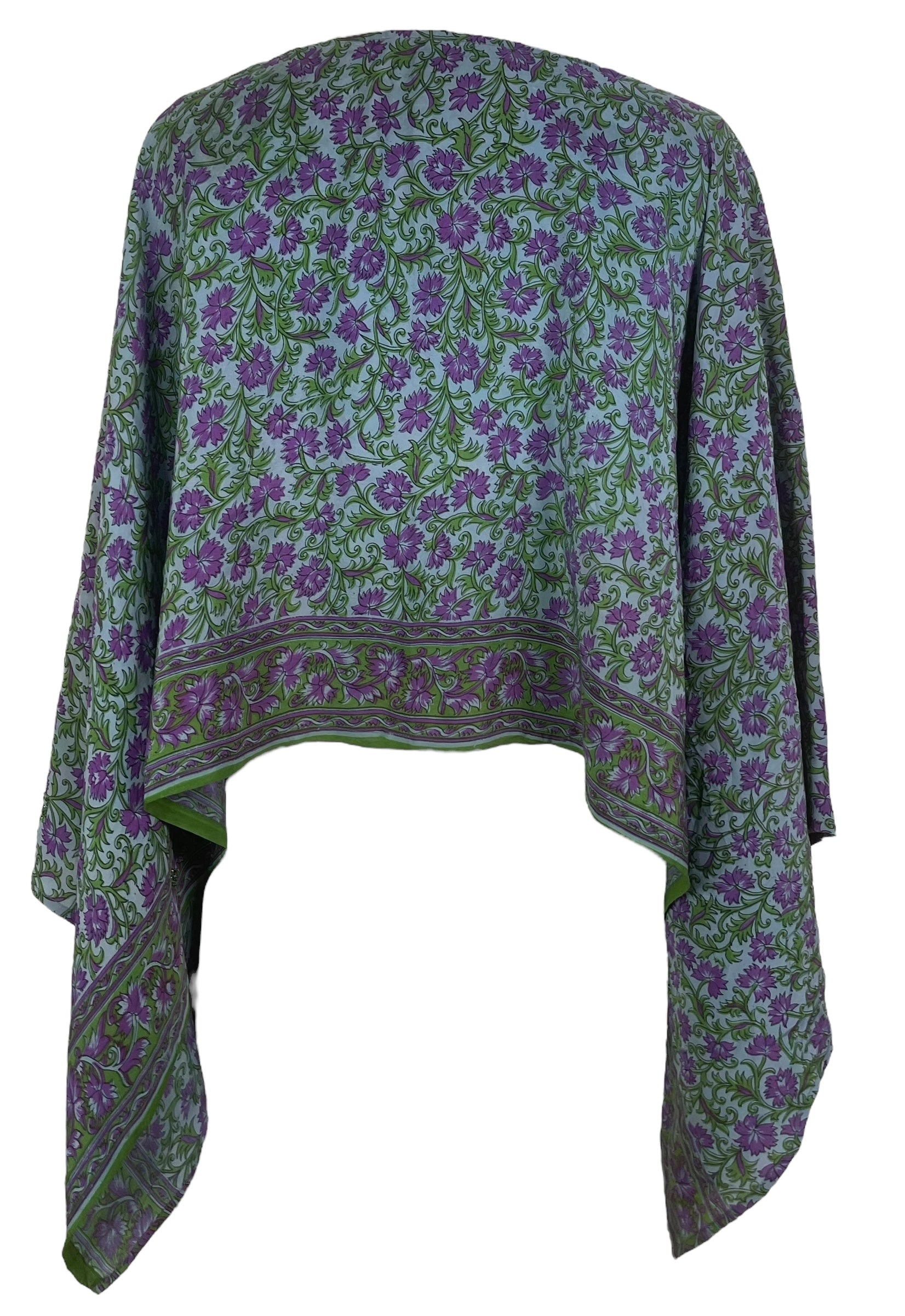 PREVIEW PRC7853 Pure Silk Wabi Sabi Capelet Poncho by DECEMBER2025 – Handmade ethical Poncho from sariKNOTsari using upcycled silk. Designed in Canada for travel and slow fashion, loved from Toronto to LA to Sydney.