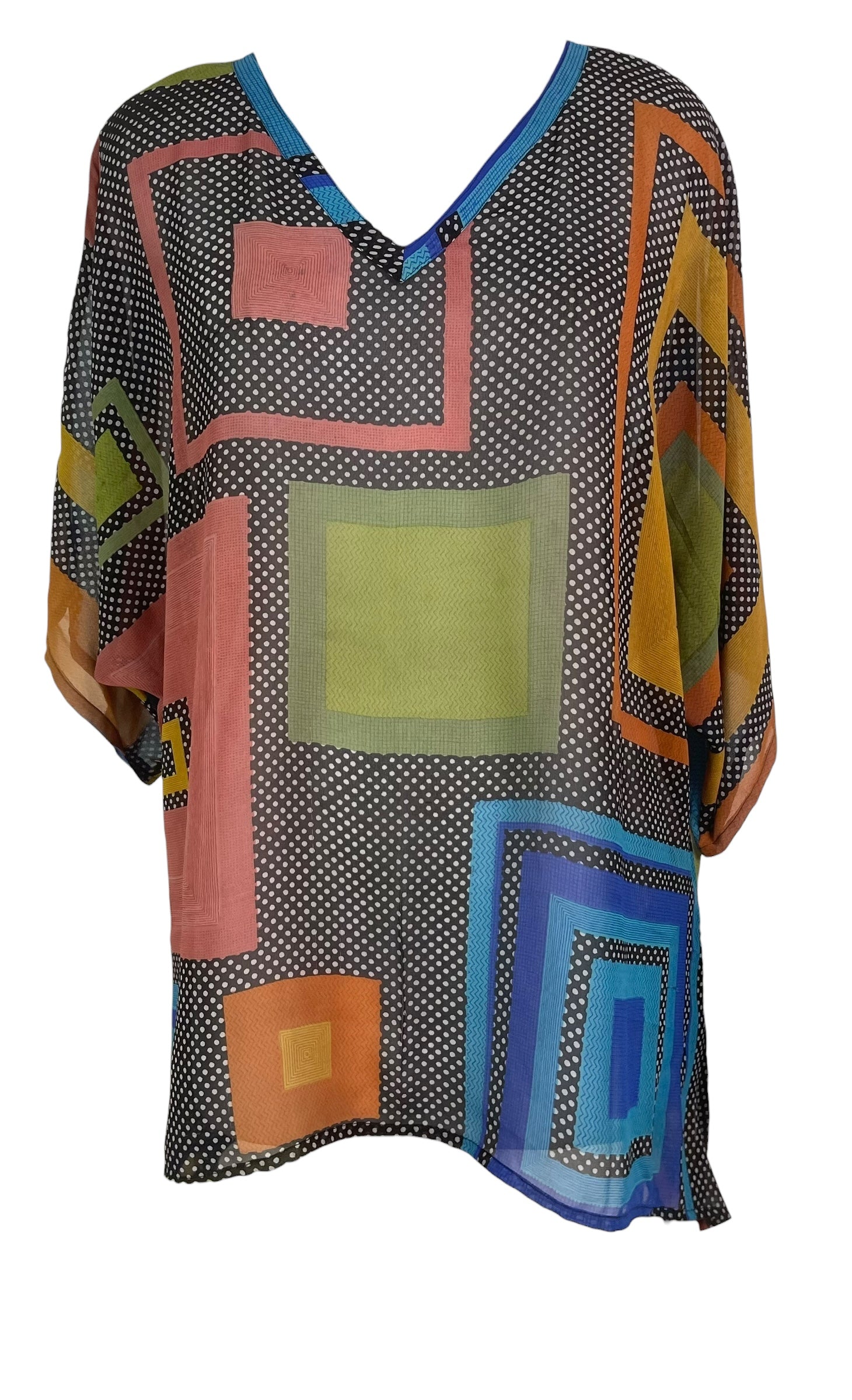 PRG8480 Sheer Wabi Sabi Pure Silk Long Tunic with Side Ties