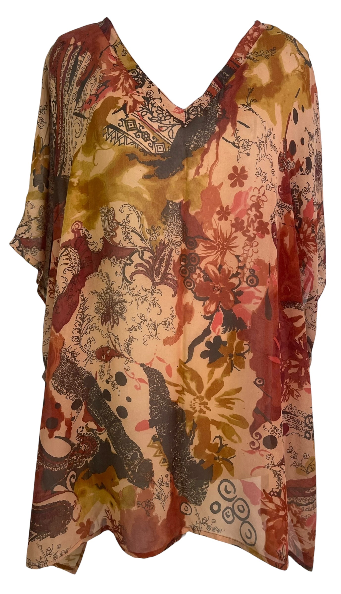 PRG8723 Sheer Avatar Pure Silk Short Kaftan Tunic with Slits by 15 FEBRUARY 2026 – Handmade ethical Short Kaftan from sariKNOTsari using upcycled silk. Designed in Canada for travel and slow fashion, loved from Toronto to LA to Sydney.