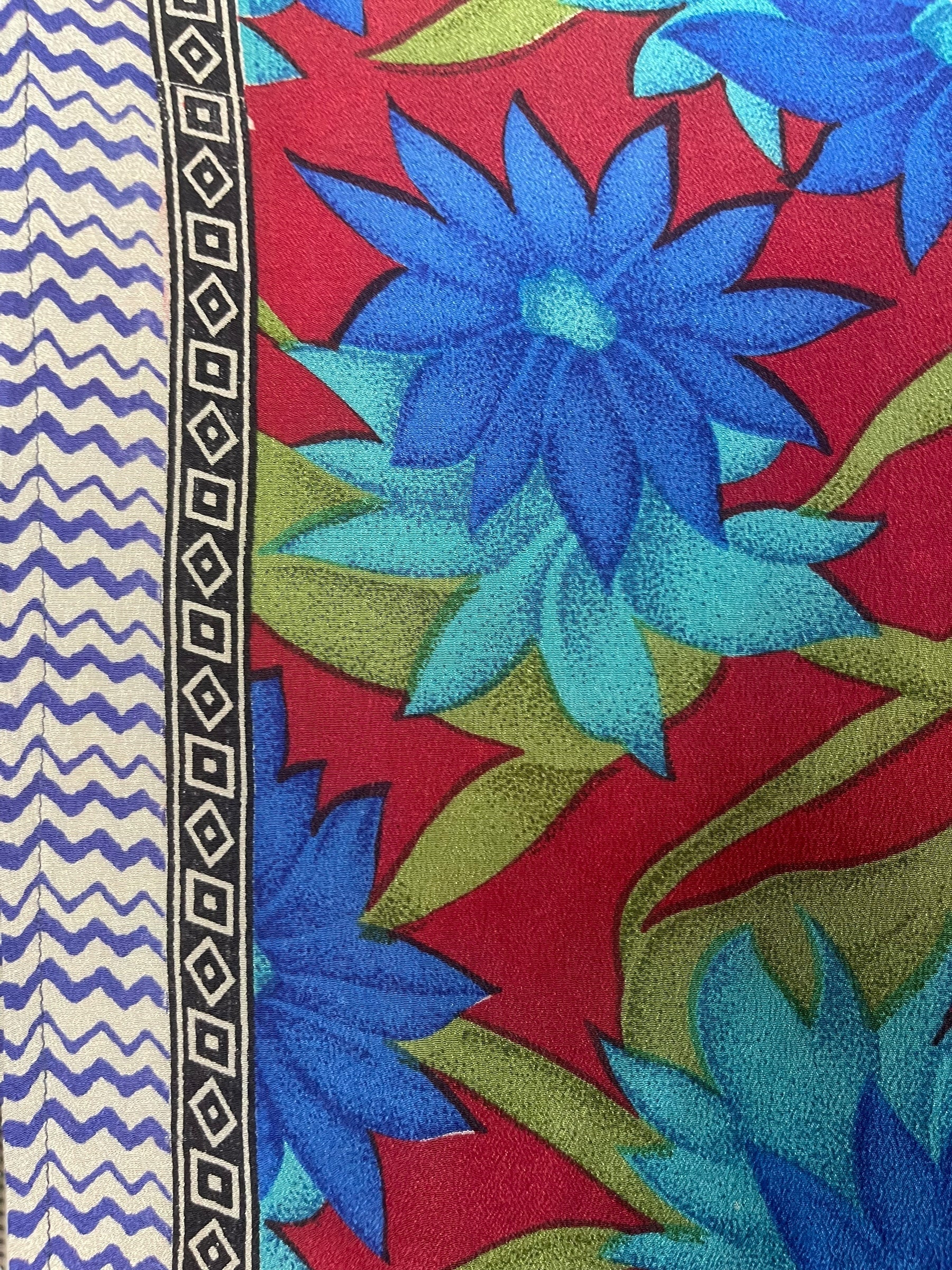 PRC7724 Avatar Long Pure Silk Kimono Sleeved Duster with Belt