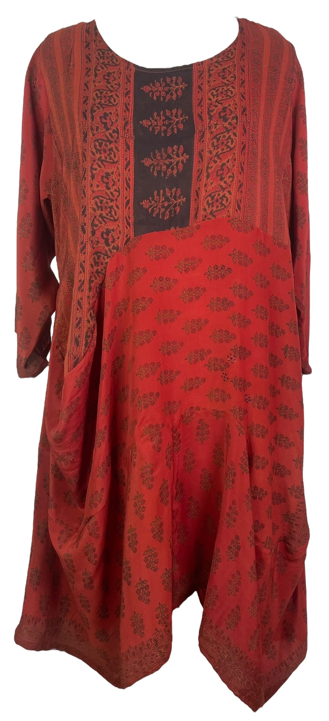 PRC7978 Avatar Pure Silk Sculptural Long Tunic Dress
