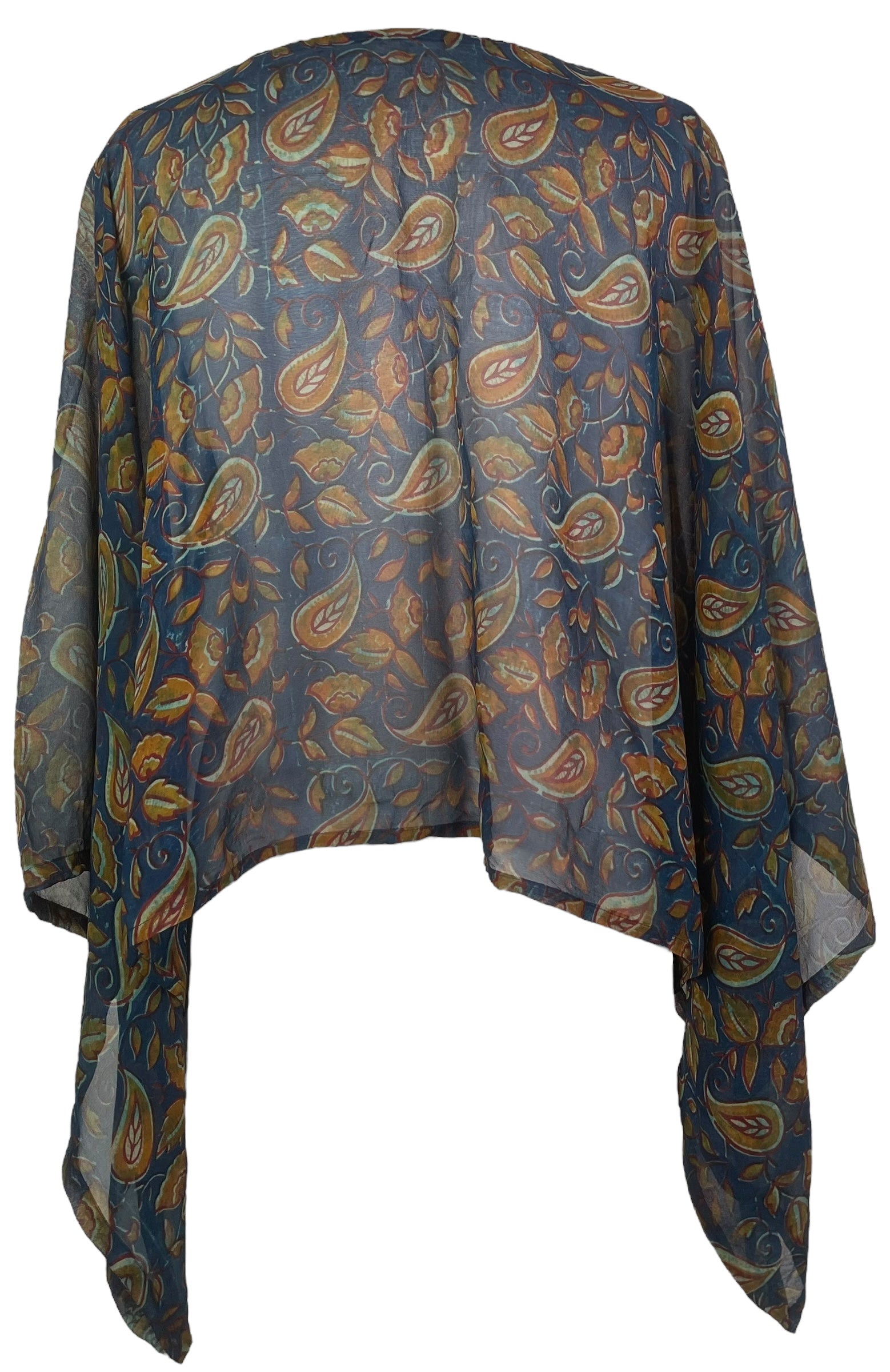 PREVIEW PRG8107 Sheer Wabi Sabi Pure Silk Kimono-Sleeved Top by DECEMBER2025 – Handmade ethical Kimono Top from sariKNOTsari using upcycled silk. Designed in Canada for travel and slow fashion, loved from Toronto to LA to Sydney.