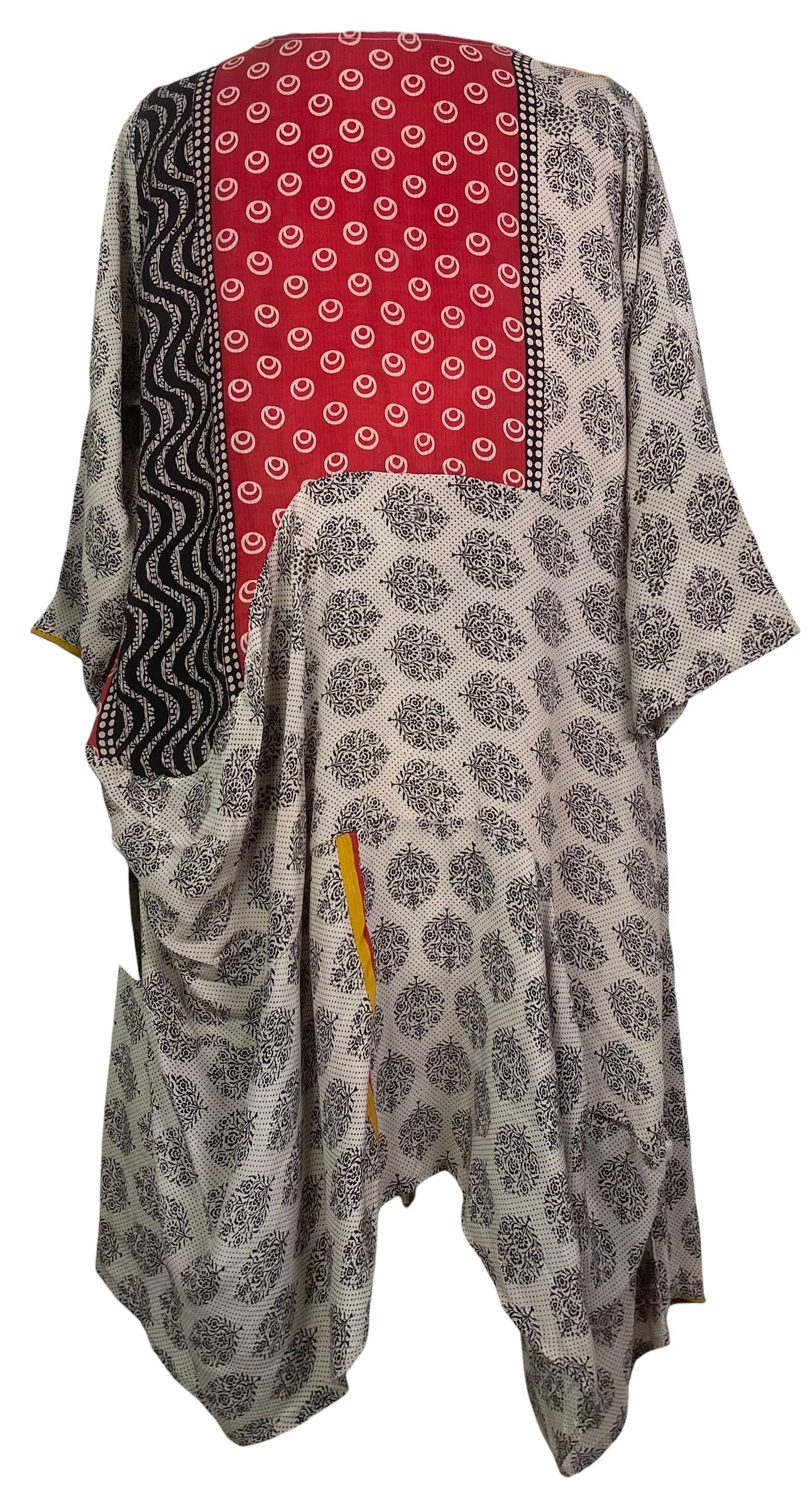PREVIEW PRC8453 Wabi Sabi Sculptural Silk Long Tunic Dress by FEBRUARY2026 – Handmade ethical Sculptural Dress from sariKNOTsari using upcycled silk. Designed in Canada for travel and slow fashion, loved from Toronto to LA to Sydney.