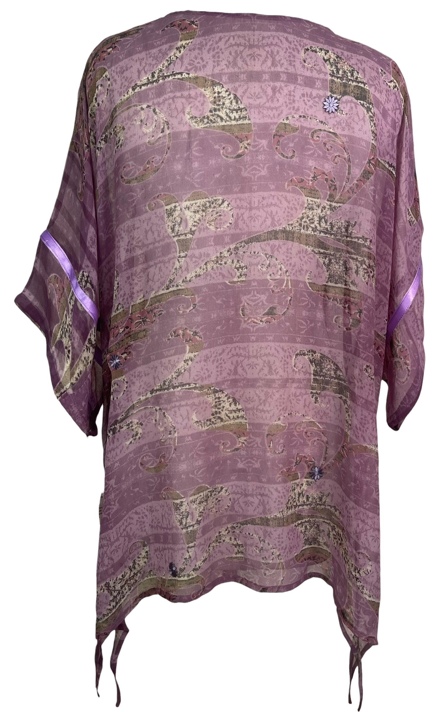 PRG8770 Sheer  Wabi Sabi Pure Silk Long Tunic with Side Ties by 15 FEBRUARY 2026 – Handmade ethical Side Tie Tunic from sariKNOTsari using upcycled silk. Designed in Canada for travel and slow fashion, loved from Toronto to LA to Sydney.