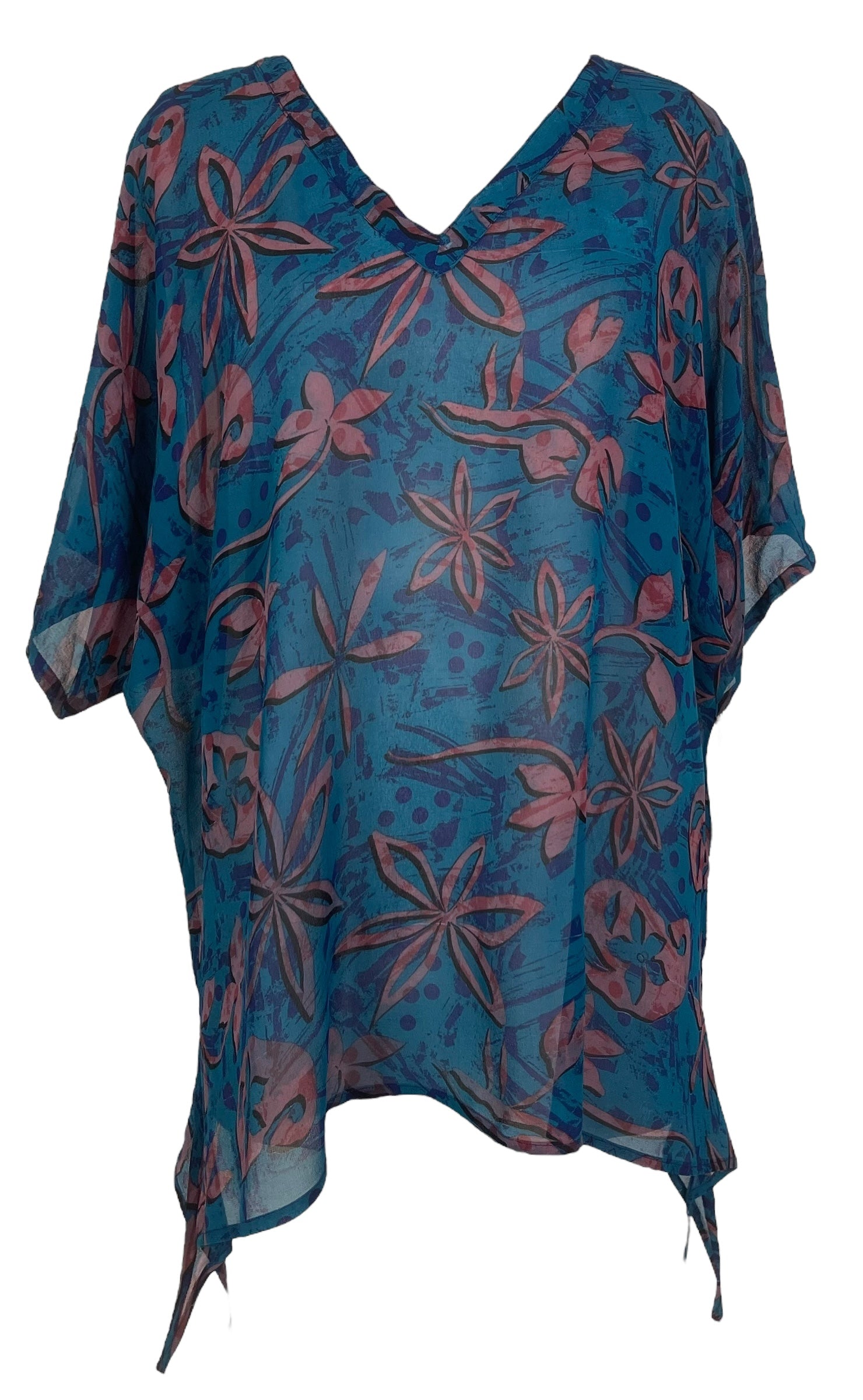 PRG7860 Sheer Avatar Pure Silk Long Tunic with Side Ties