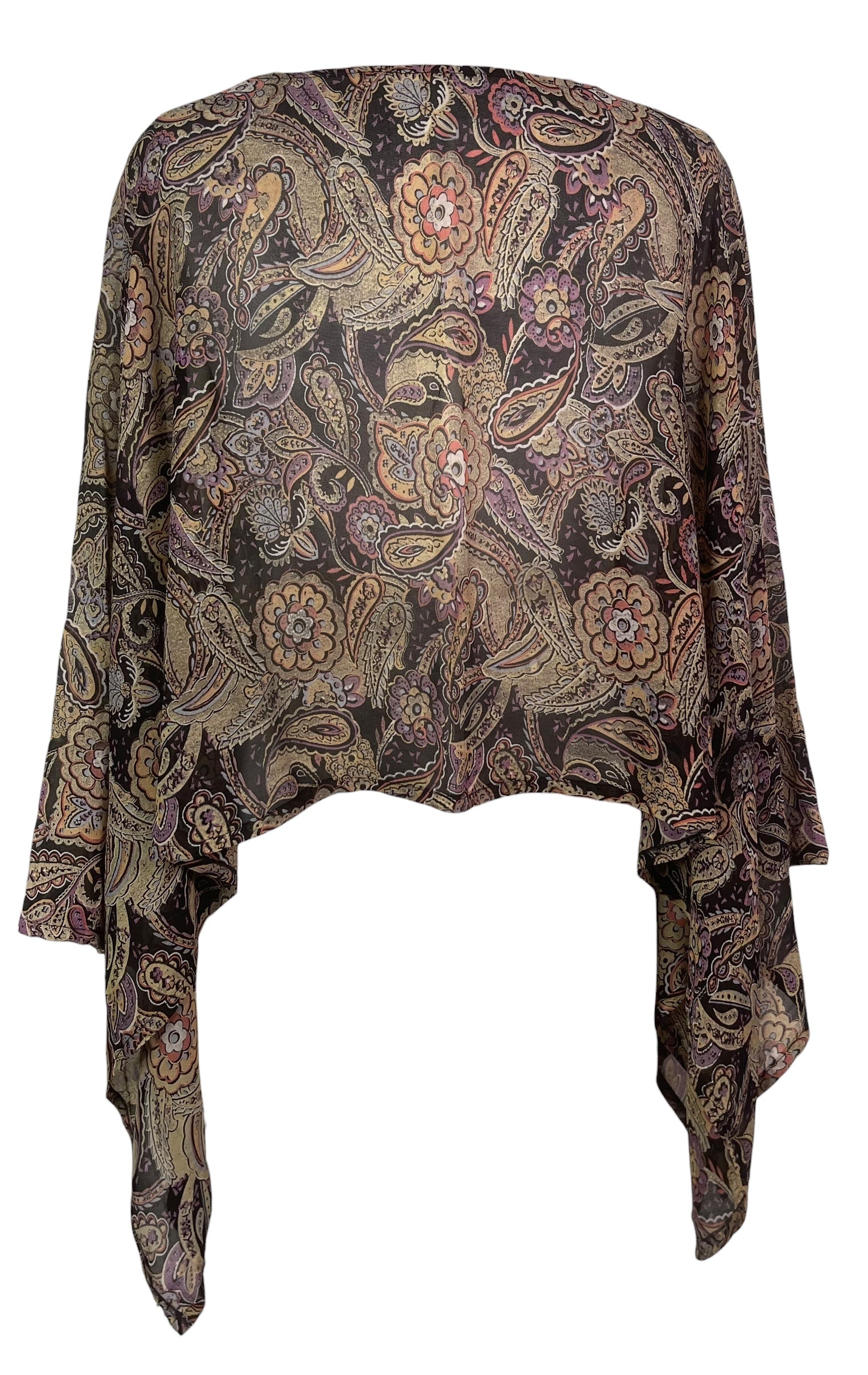 PREVIEW PRG8336 Sheer Avatar Pure Silk Capelet Poncho by FEBRUARY2026 – Handmade ethical Poncho from sariKNOTsari using upcycled silk. Designed in Canada for travel and slow fashion, loved from Toronto to LA to Sydney.