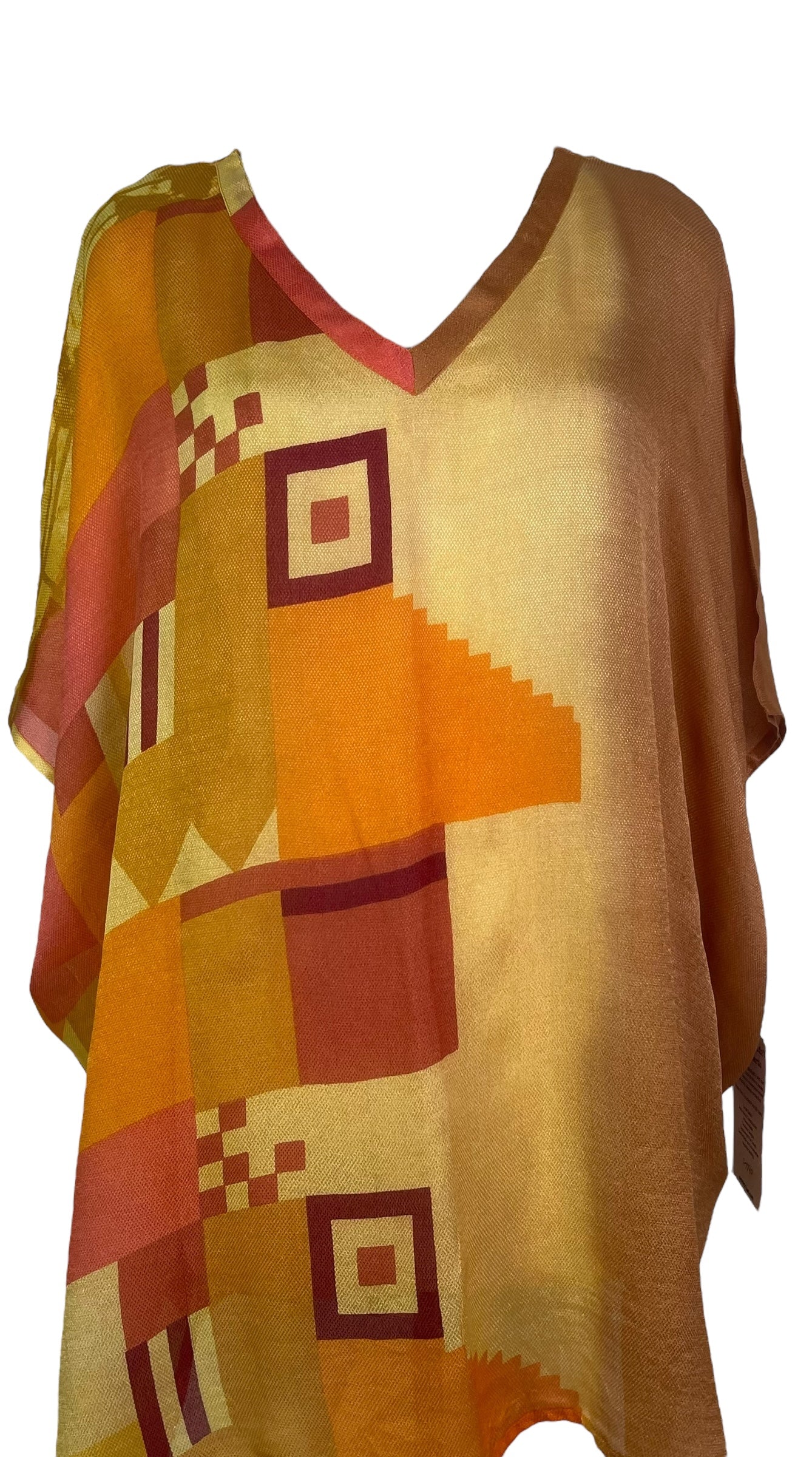 PRG7720 Sheer Avatar Pure Silk Short Kaftan Tunic with Slits
