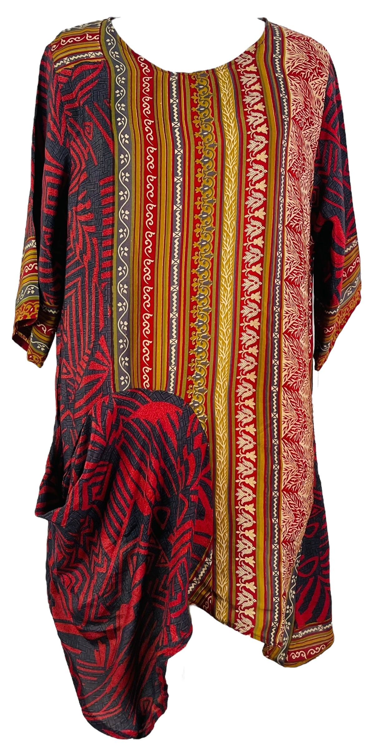 PRC6836 Avatar Pure Silk Self Pocket Tunic Dress