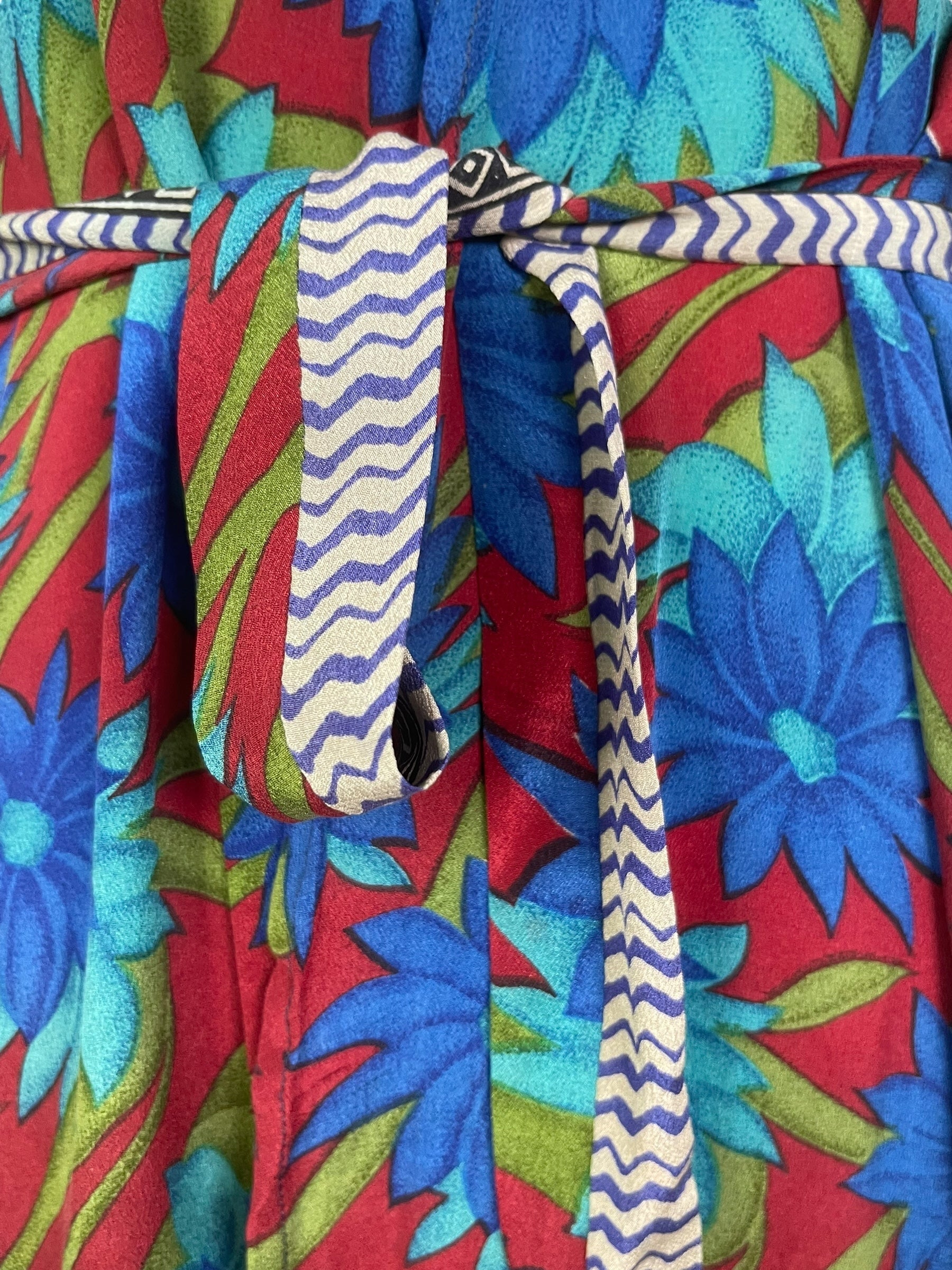 PRC7724 Avatar Long Pure Silk Kimono Sleeved Duster with Belt