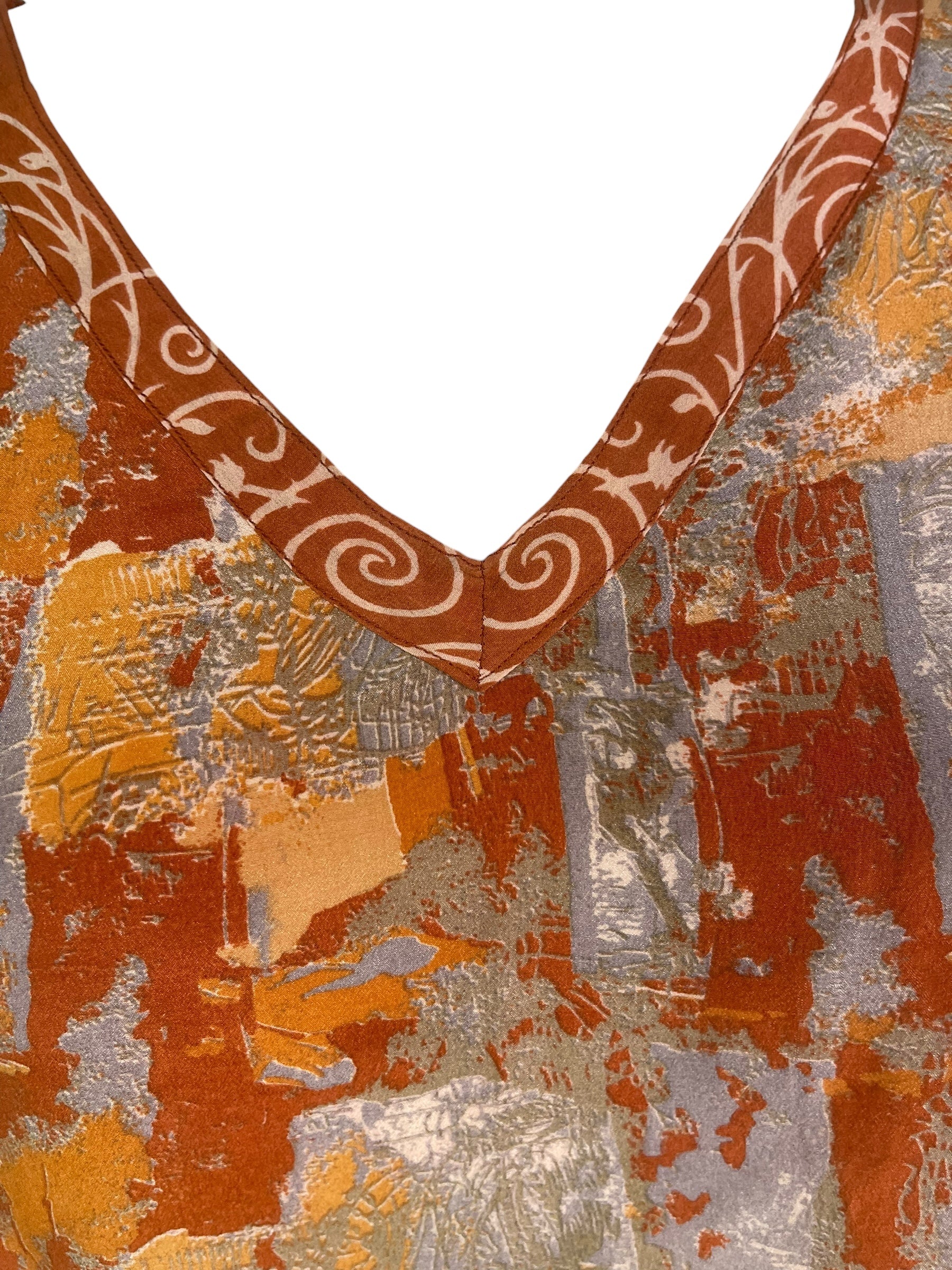 PRC8463 Wabi Sabi Pure Silk Long Tunic with Side Ties