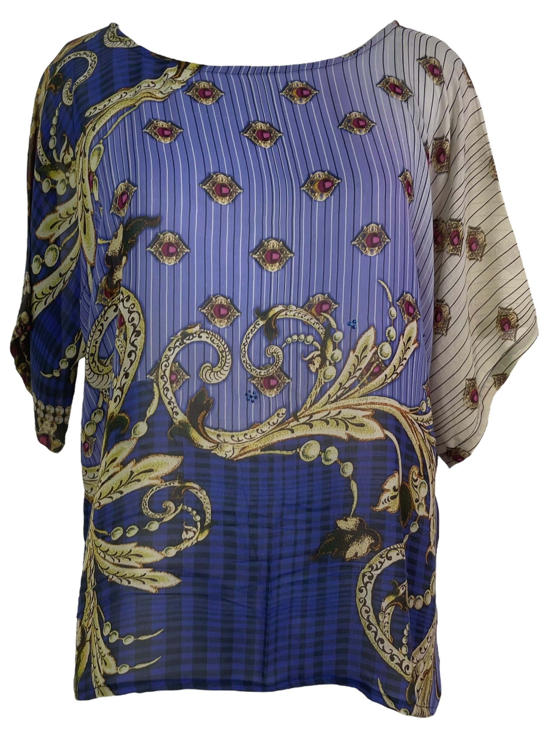 PRG8041 Sheer Avatar Pure Silk Side Slit Top