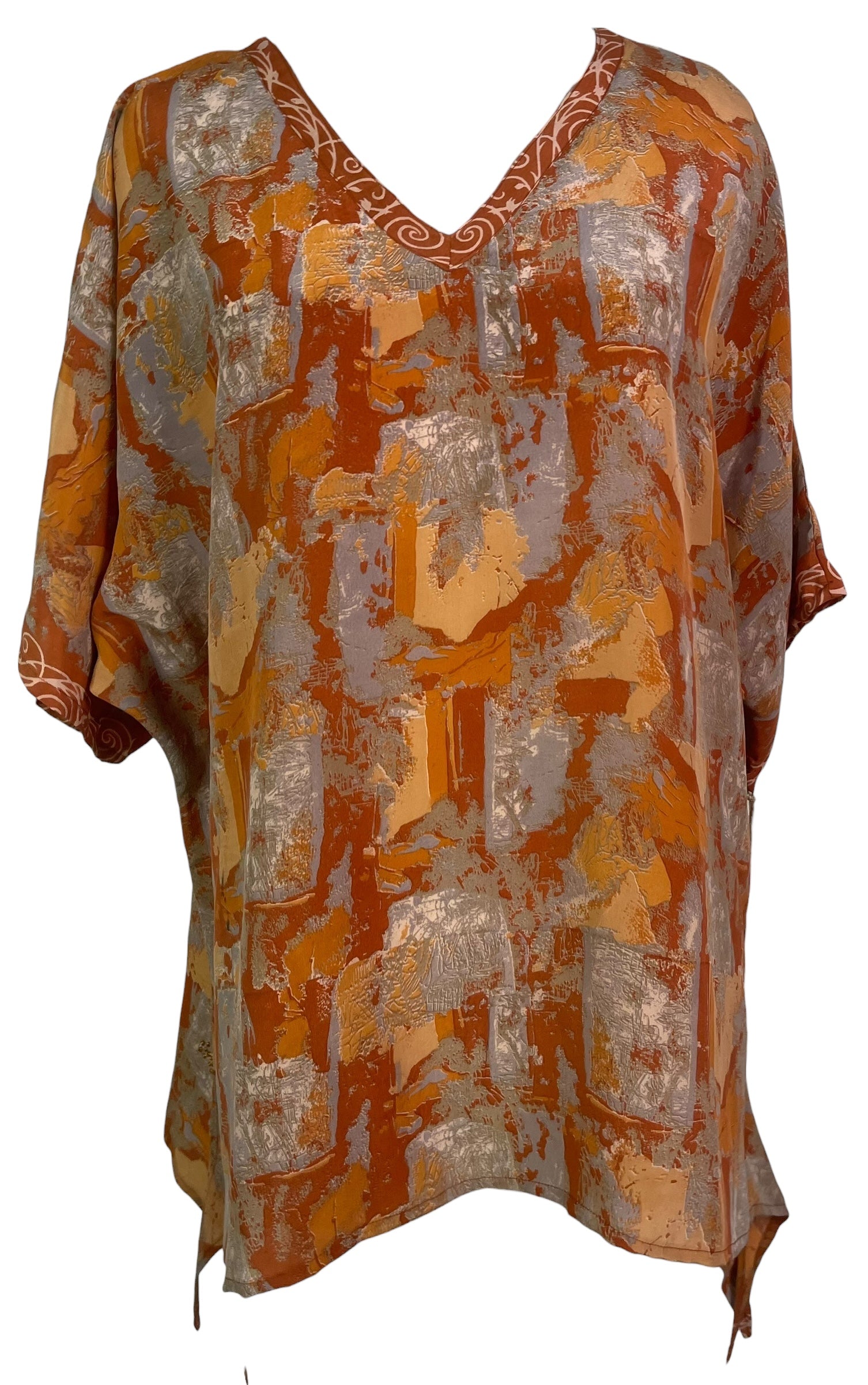 PRC8463 Wabi Sabi Pure Silk Long Tunic with Side Ties