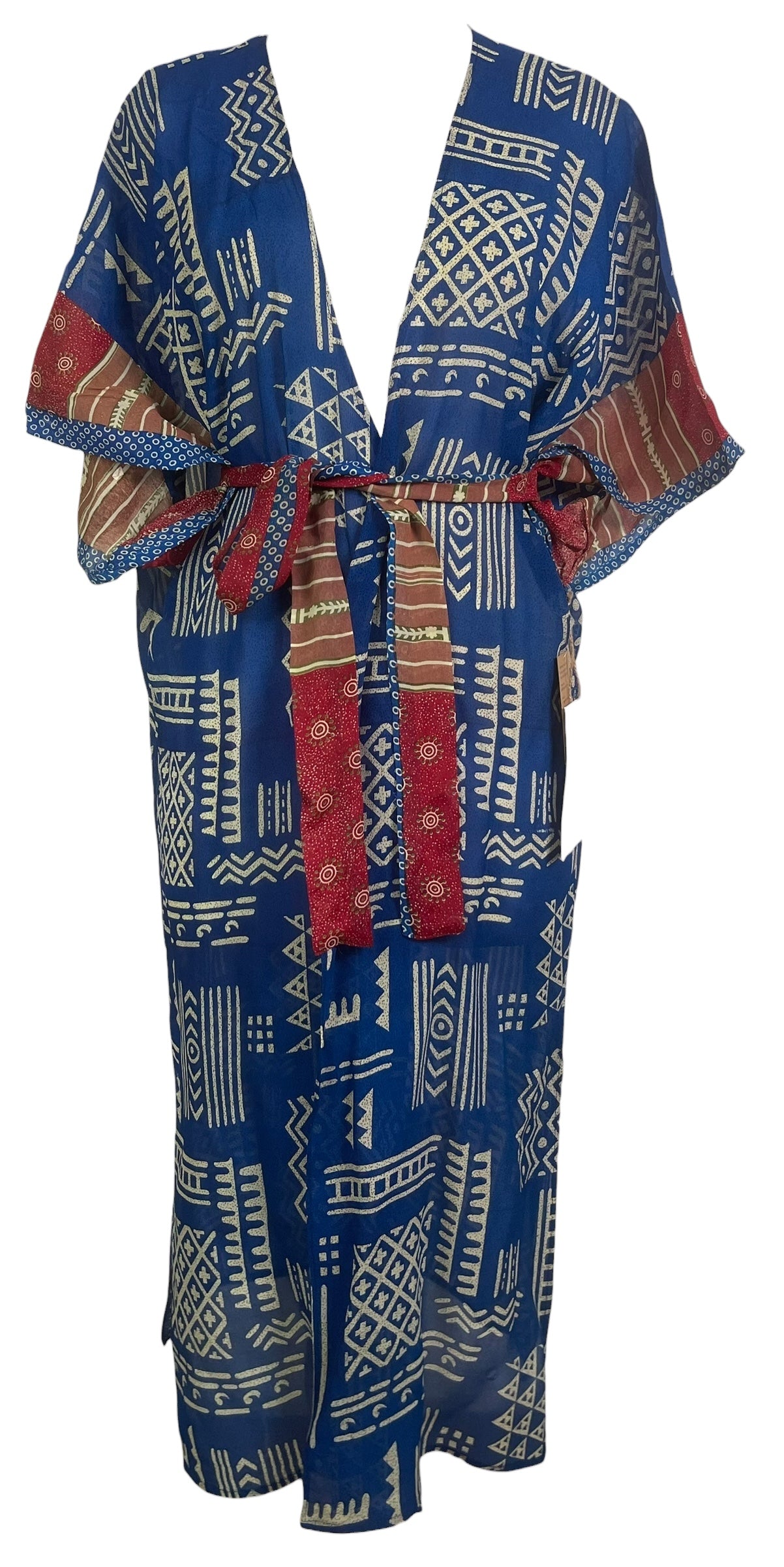 SOLD  PRG8864 Sheer Wabi Sabi Pure Silk Kimono Sleeved Duster with Belt