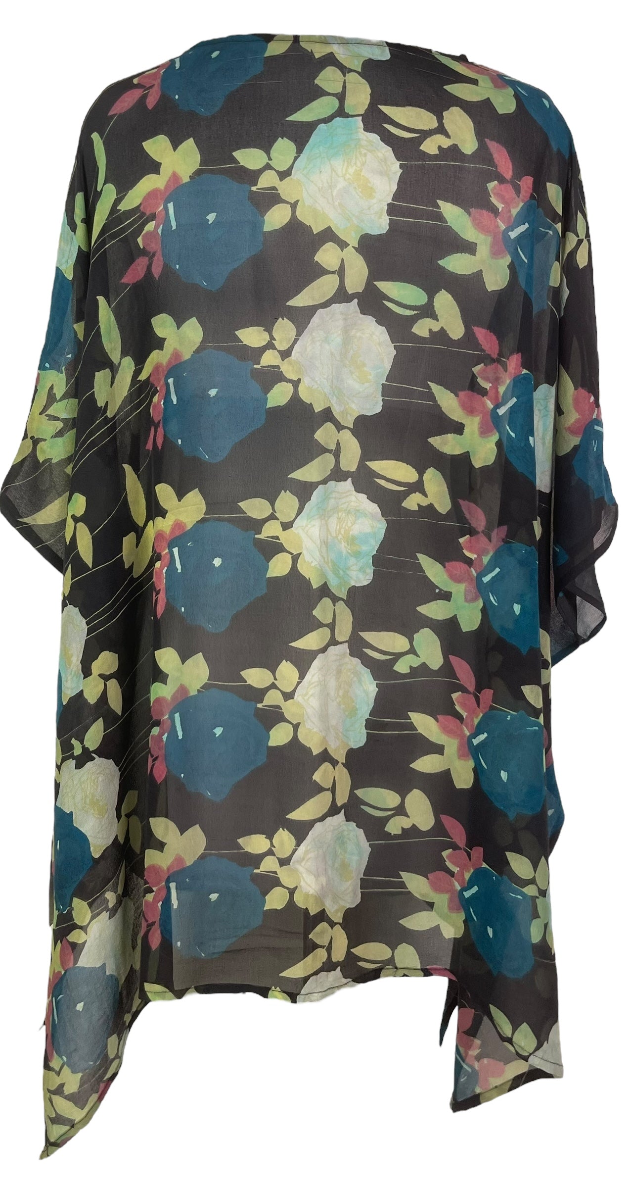 PRG7856 Sheer Wabi Sabi Pure Silk Short Kaftan Tunic With Slits