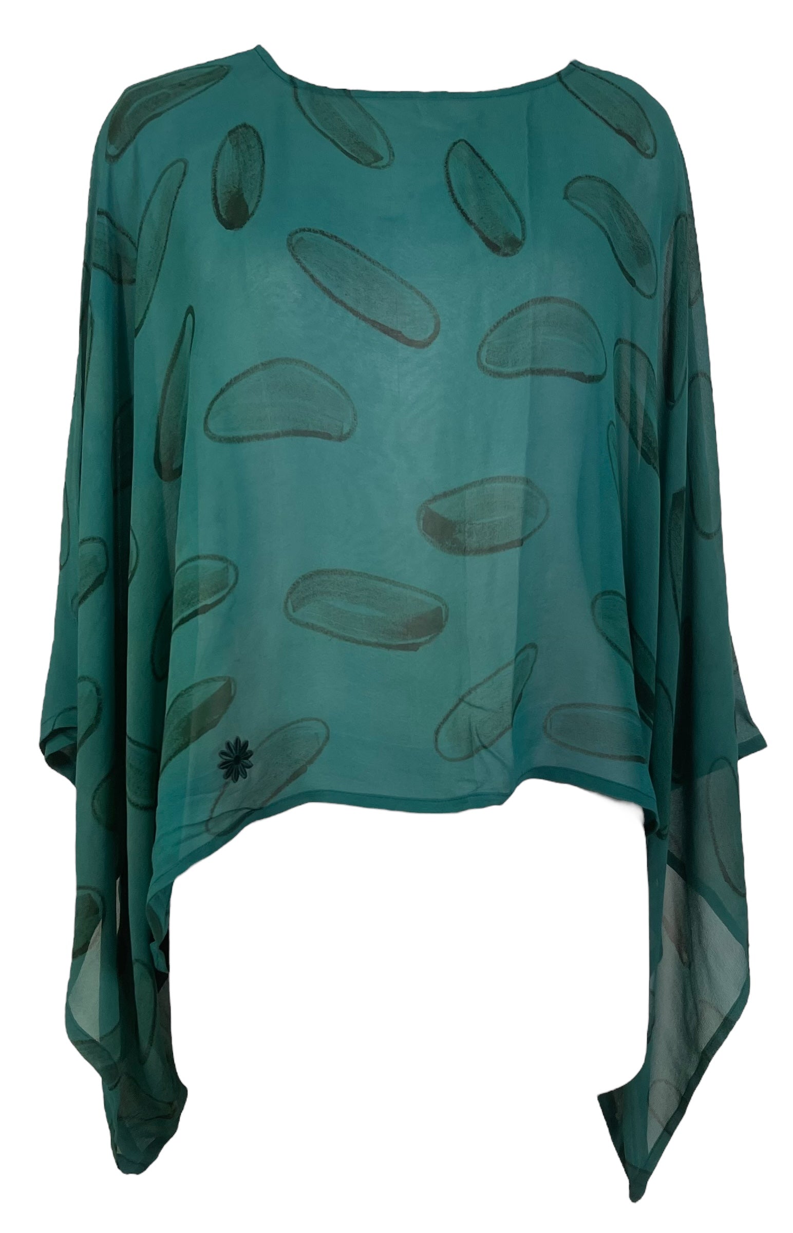 PRG7364 Sheer Wabi Sabi Pure Silk Kimono-Sleeved Top