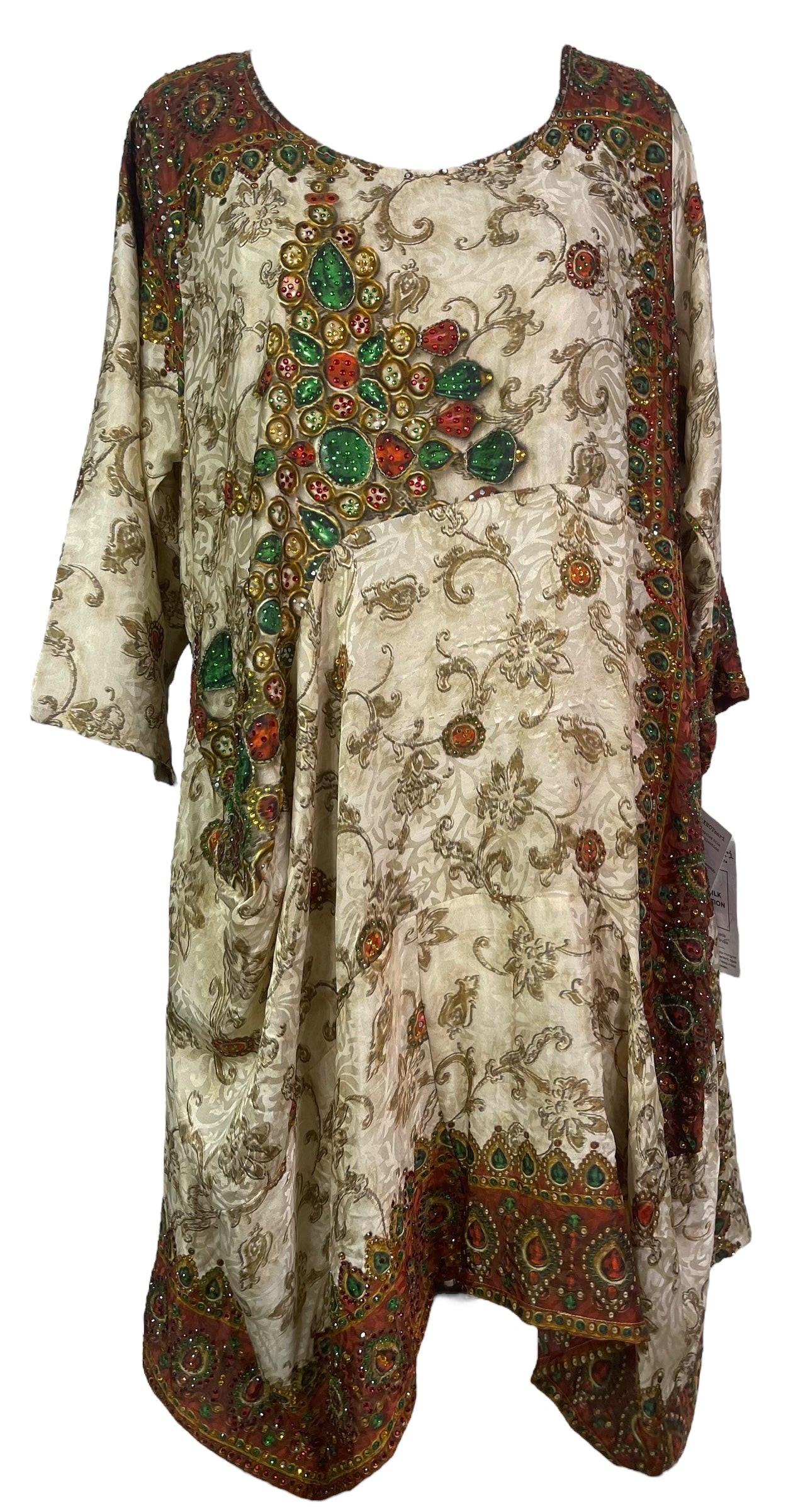 PRC7969 Avatar Pure Silk Sculptural Long Tunic Dress