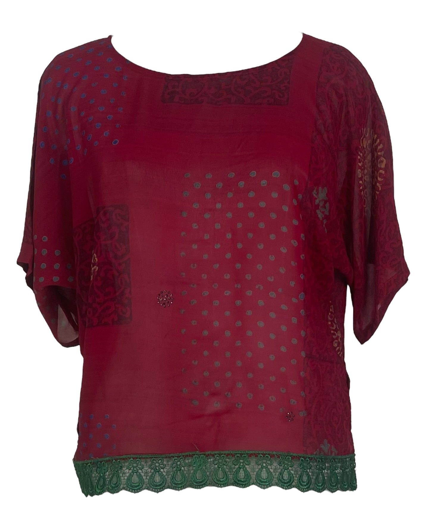 PRG7933 Sheer Avatar Pure Silk Side Slit Top