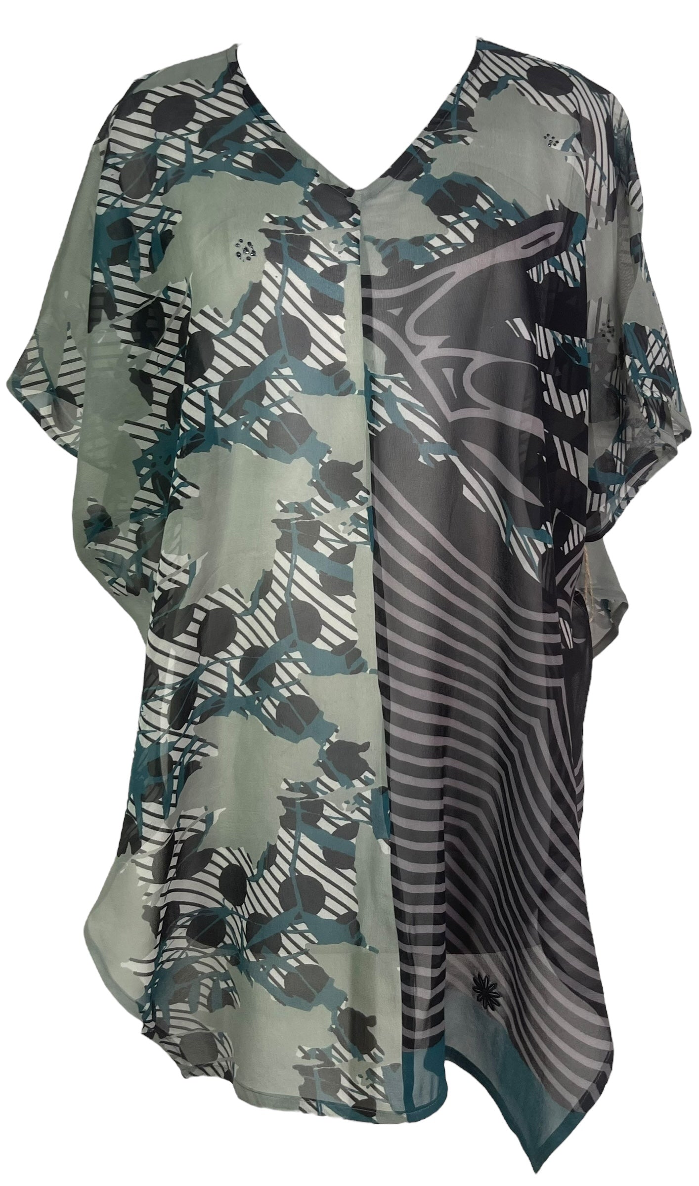 PRG8131 Sheer Avatar Pure Silk Waterfall Top