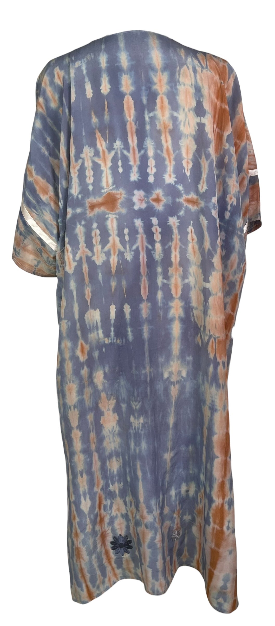 PRC8557 Avatar Long Pure Silk Kimono Sleeved Duster with Belt