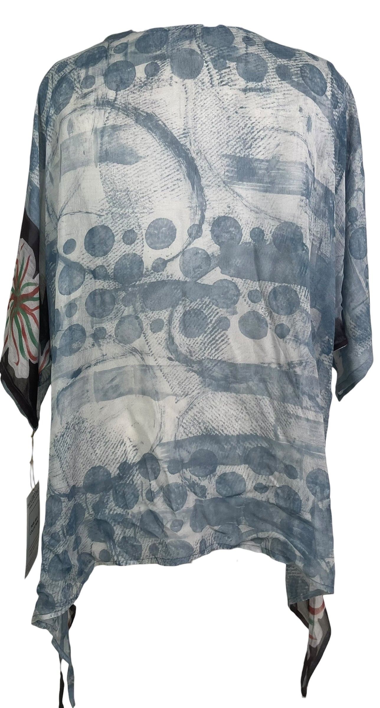 PREVIEW PRG8763 Sheer Avatar Pure Silk Long Tunic with Side Ties by MARCH2026 – Handmade ethical Side Tie Tunic from sariKNOTsari using upcycled silk. Designed in Canada for travel and slow fashion, loved from Toronto to LA to Sydney.