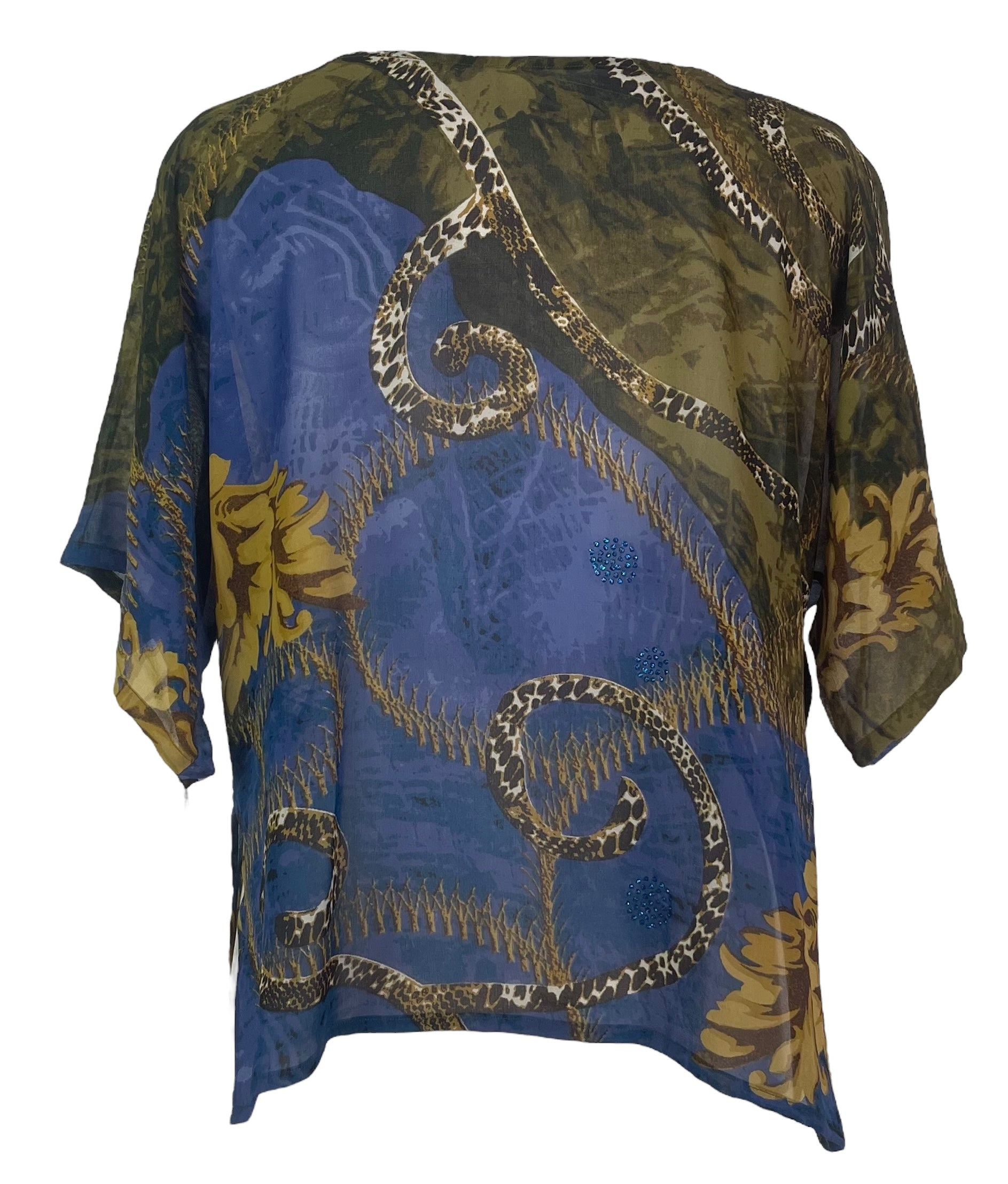 PRG7932 Sheer Avatar Pure Silk Side Slit Top