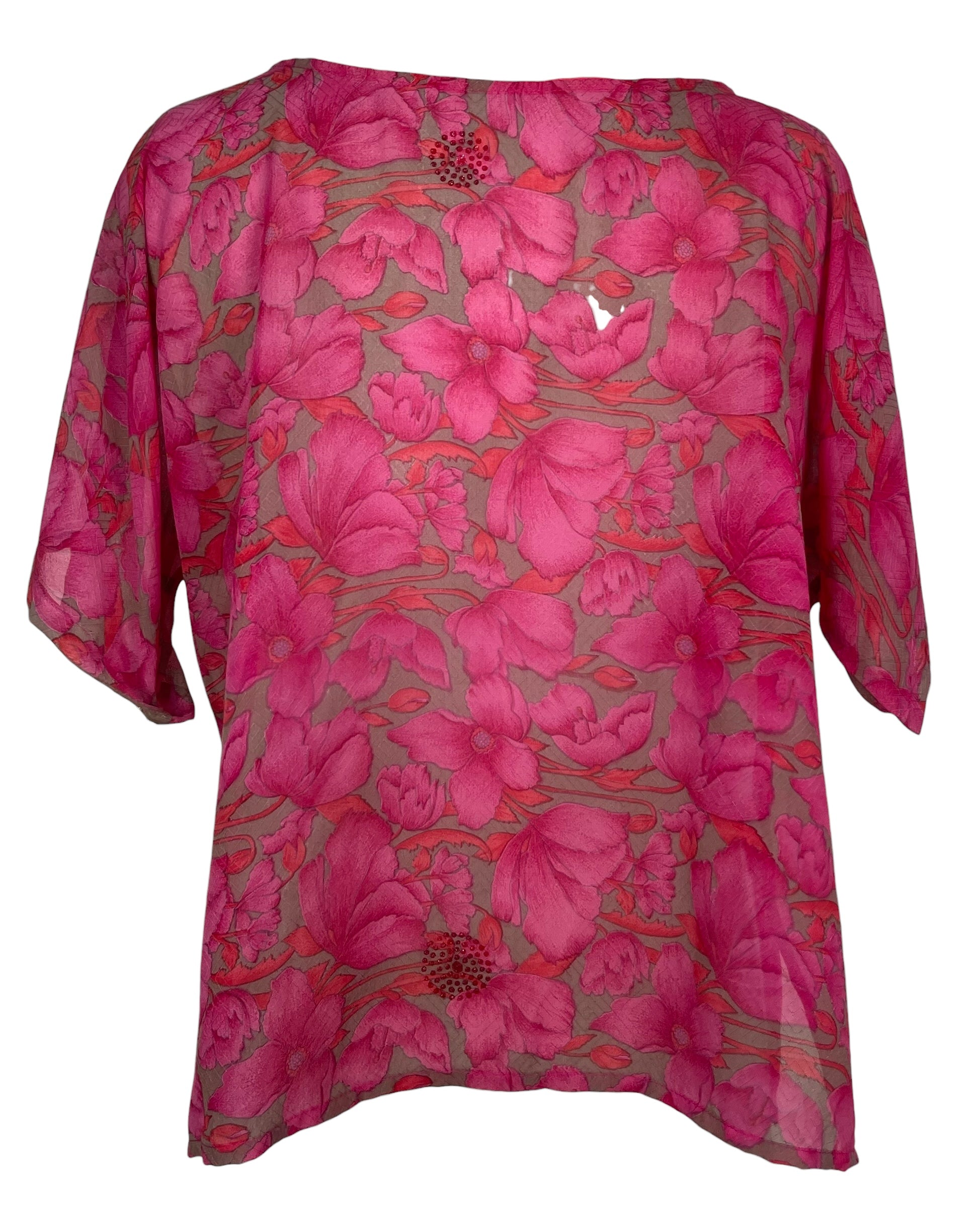 PRG8435 Sheer Avatar Pure Silk Side Slit Top