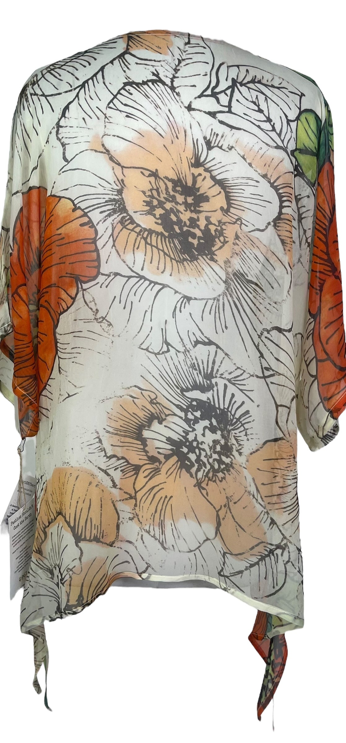 PRG8053 Sheer Avatar Pure Silk Long Tunic with Side Ties