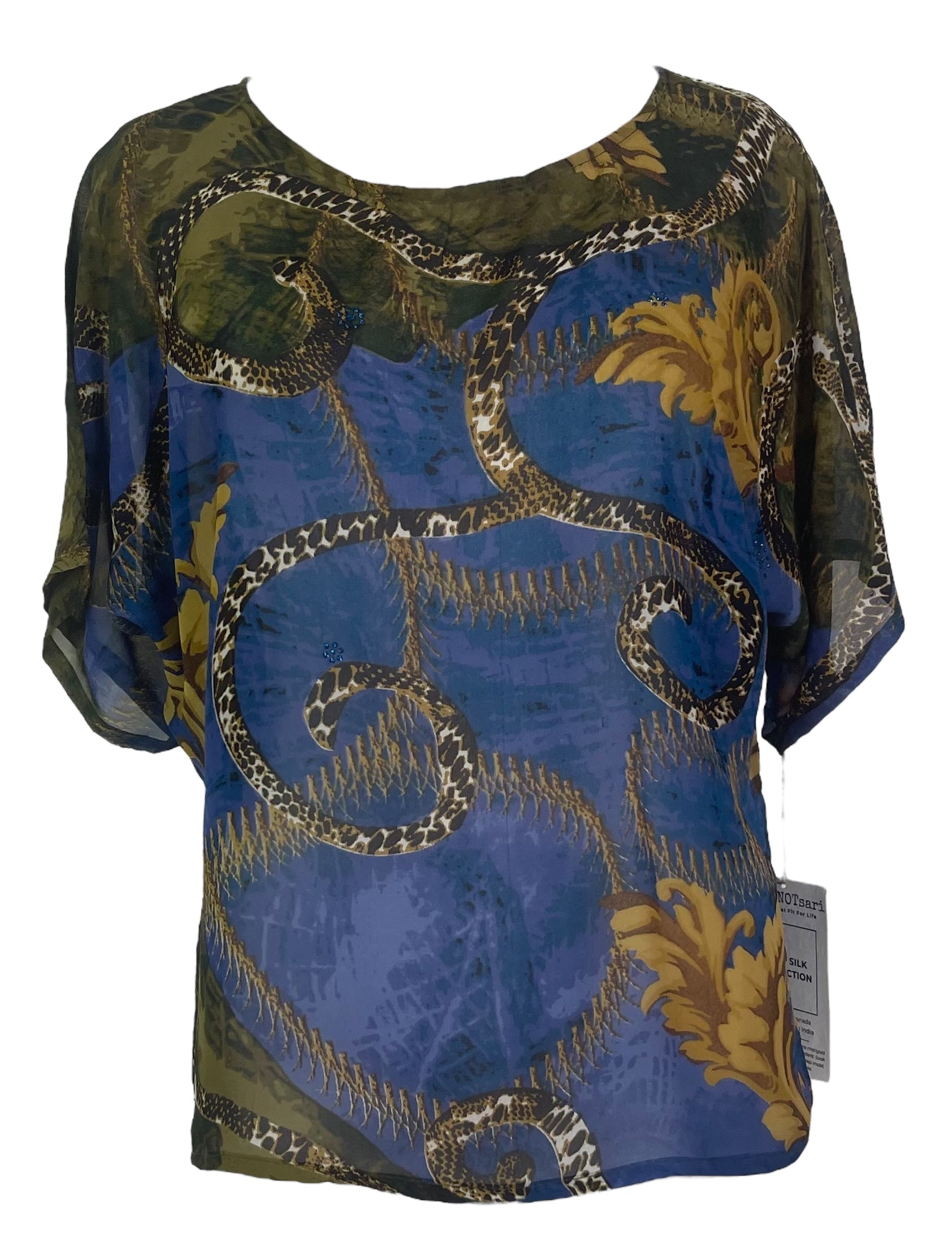 PRG7932 Sheer Avatar Pure Silk Side Slit Top