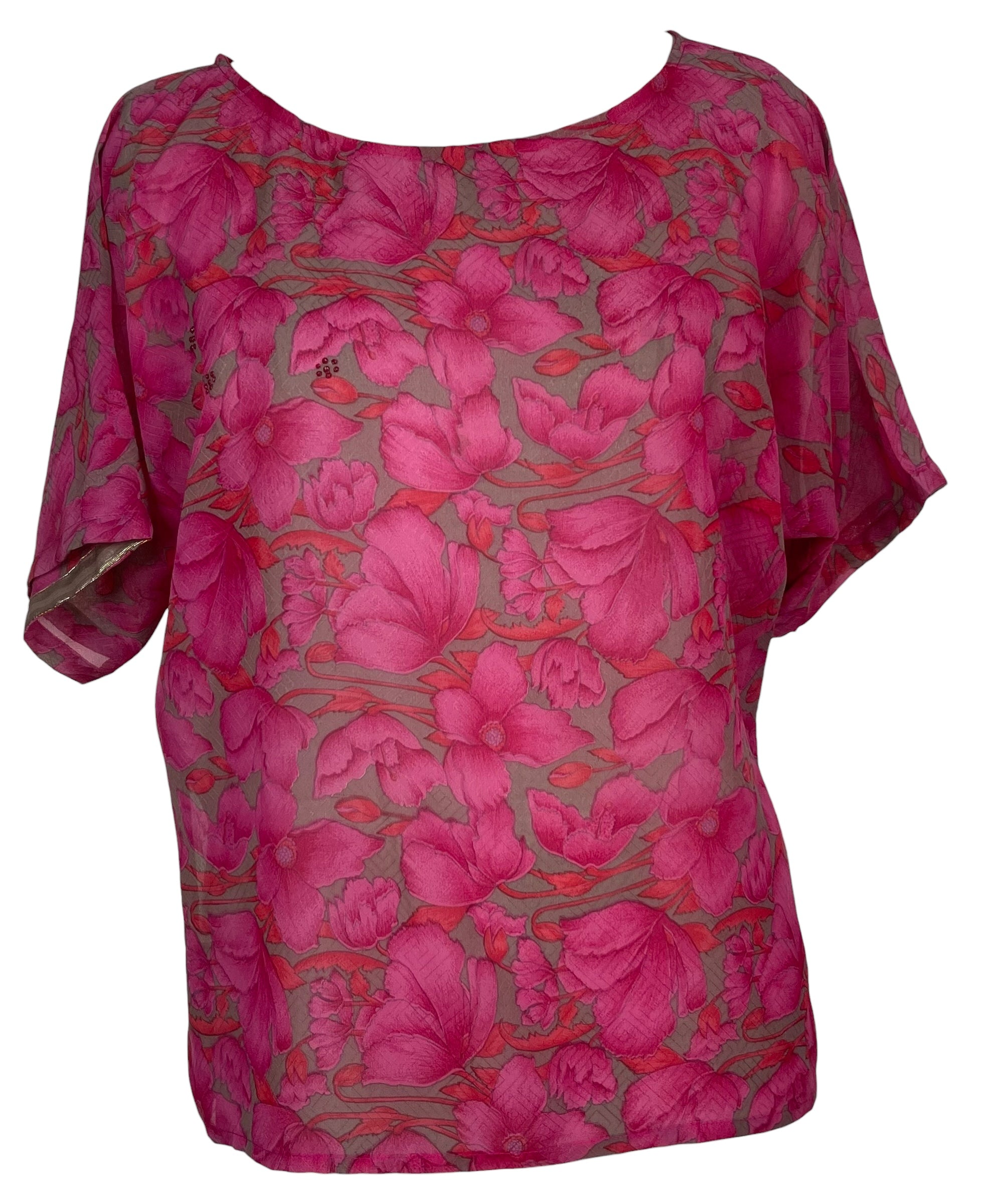 PRG8435 Sheer Avatar Pure Silk Side Slit Top