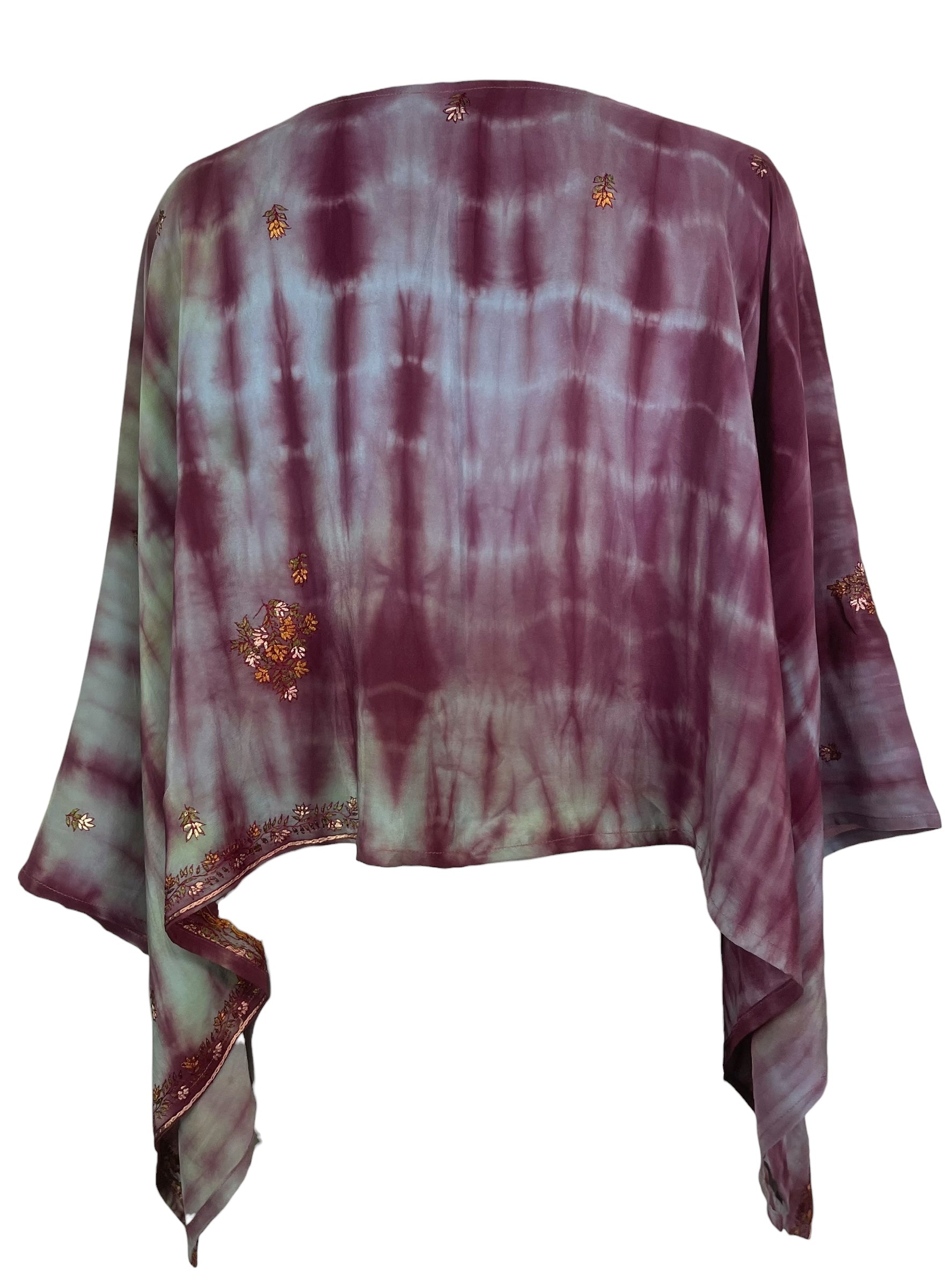 PREVIEW PRC8320 Avatar Pure Silk Capelet Poncho by FEBRUARY2026 – Handmade ethical Poncho from sariKNOTsari using upcycled silk. Designed in Canada for travel and slow fashion, loved from Toronto to LA to Sydney.