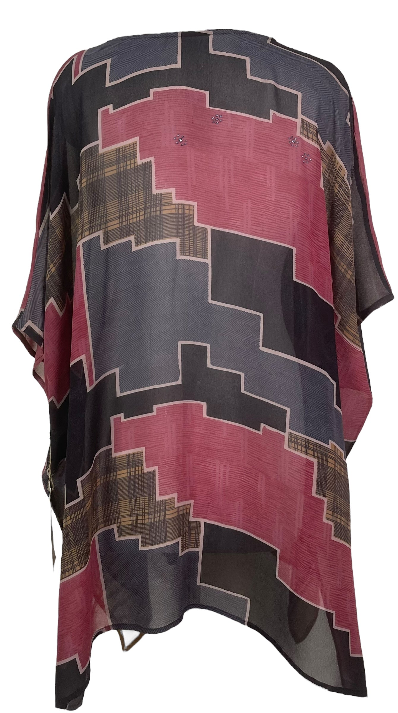 PRG7862 Sheer Avatar Pure Silk Short Kaftan Tunic with Slits