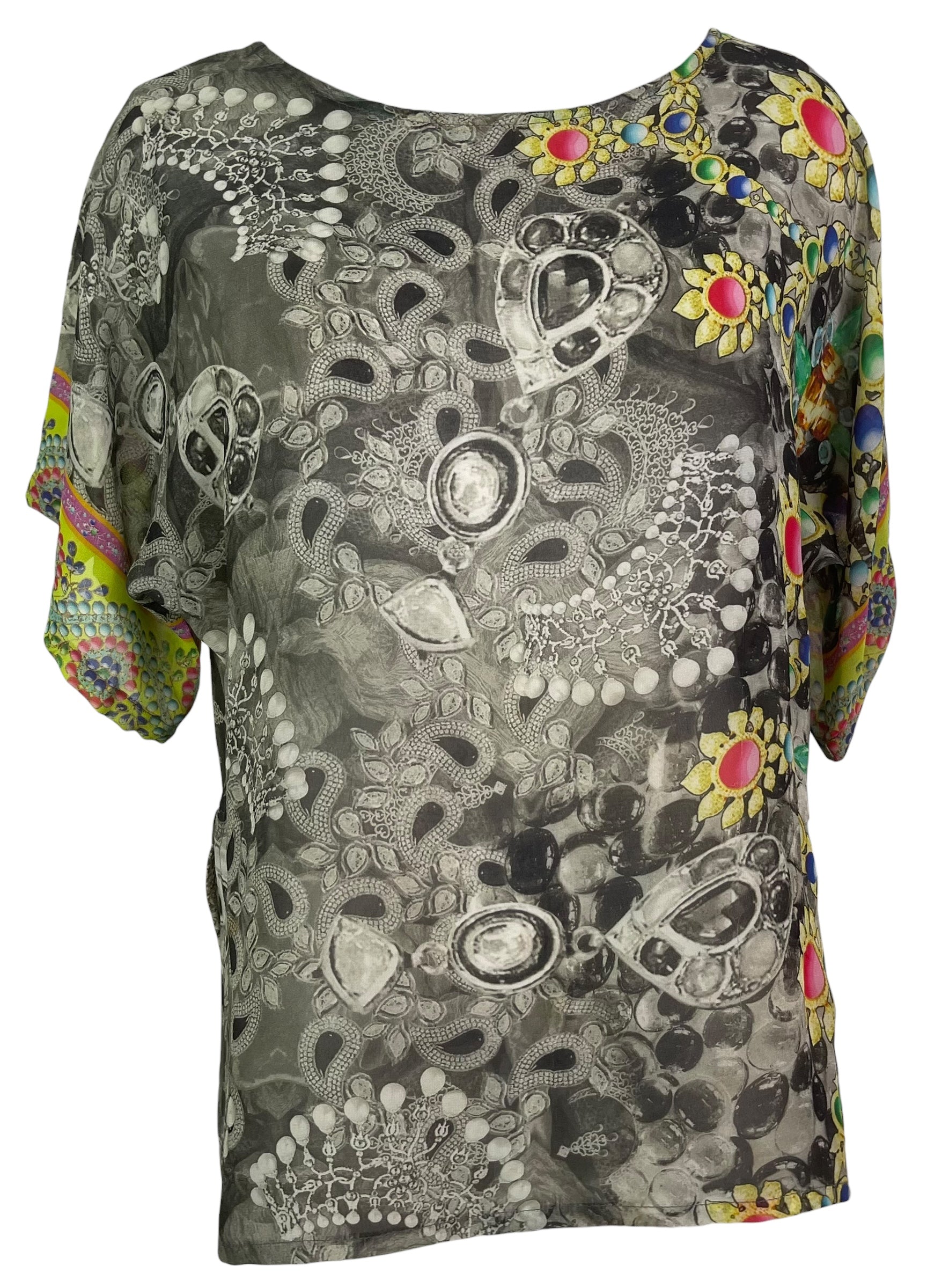 PRG8345 Sheer Wabi Sabi Pure Silk Side Slit Top