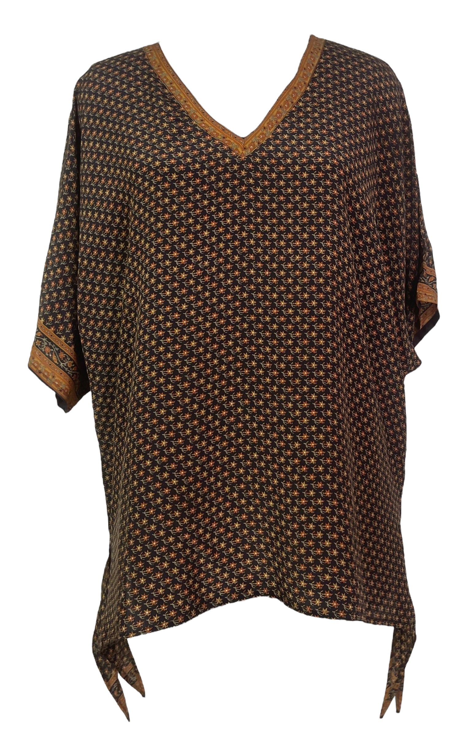 PRC8076 Avatar Pure Silk Long Tunic with Side Ties