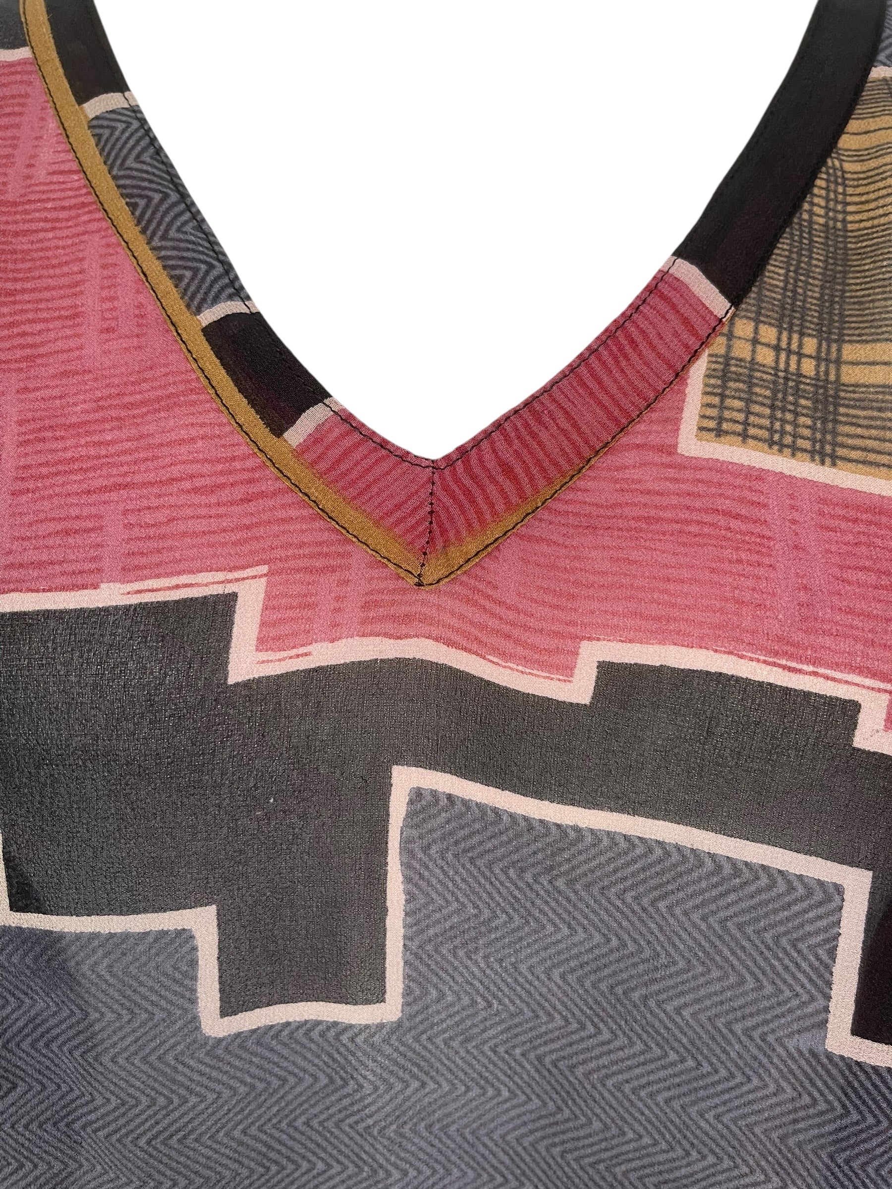 PRG7862 Sheer Avatar Pure Silk Short Kaftan Tunic with Slits