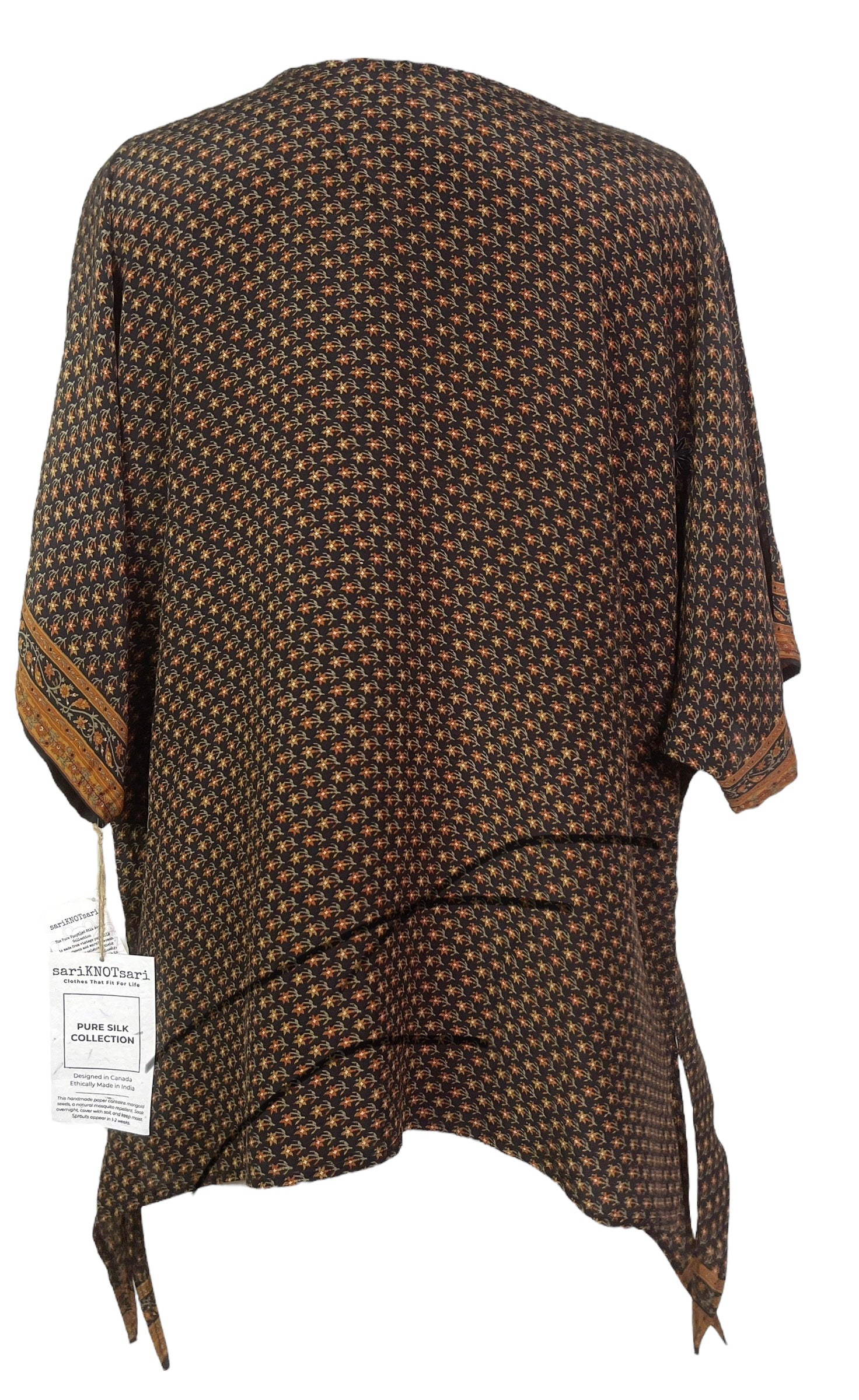 PRC8076 Avatar Pure Silk Long Tunic with Side Ties