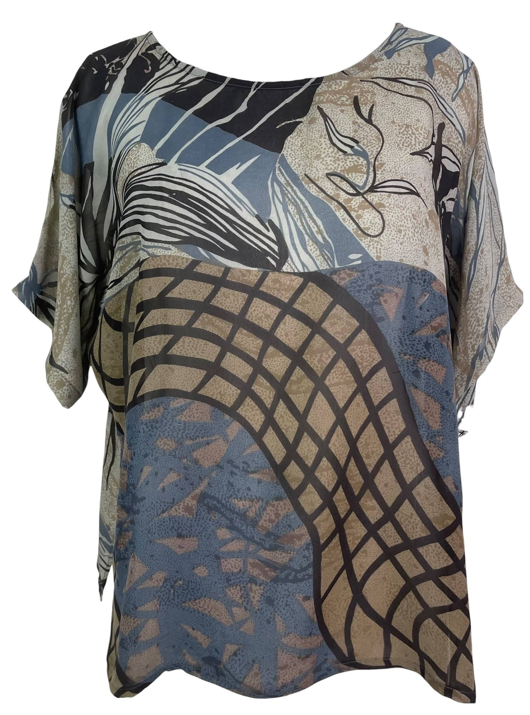 PREVIEW PRG8530 Sheer Wabi Sabi Pure Silk Side Slit Top by FEBRUARY2026 – Handmade ethical Side Slit Top from sariKNOTsari using upcycled silk. Designed in Canada for travel and slow fashion, loved from Toronto to LA to Sydney.