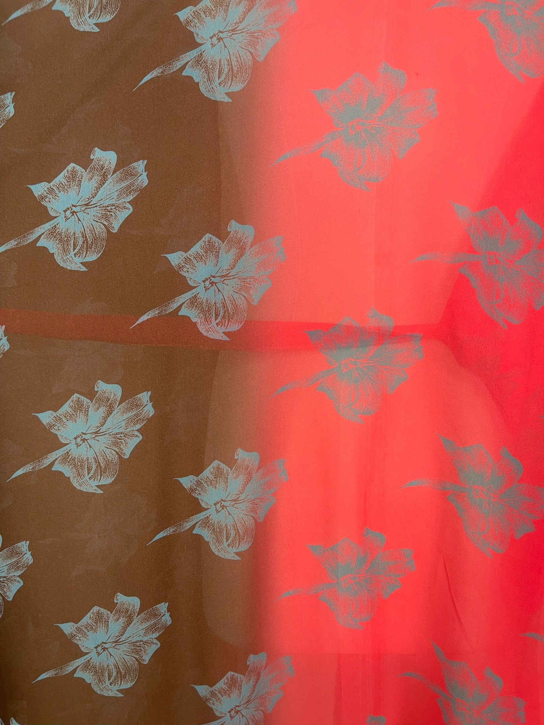 PRG8567 Sheer Avatar Long Pure Silk Kimono Sleeved Duster with Belt