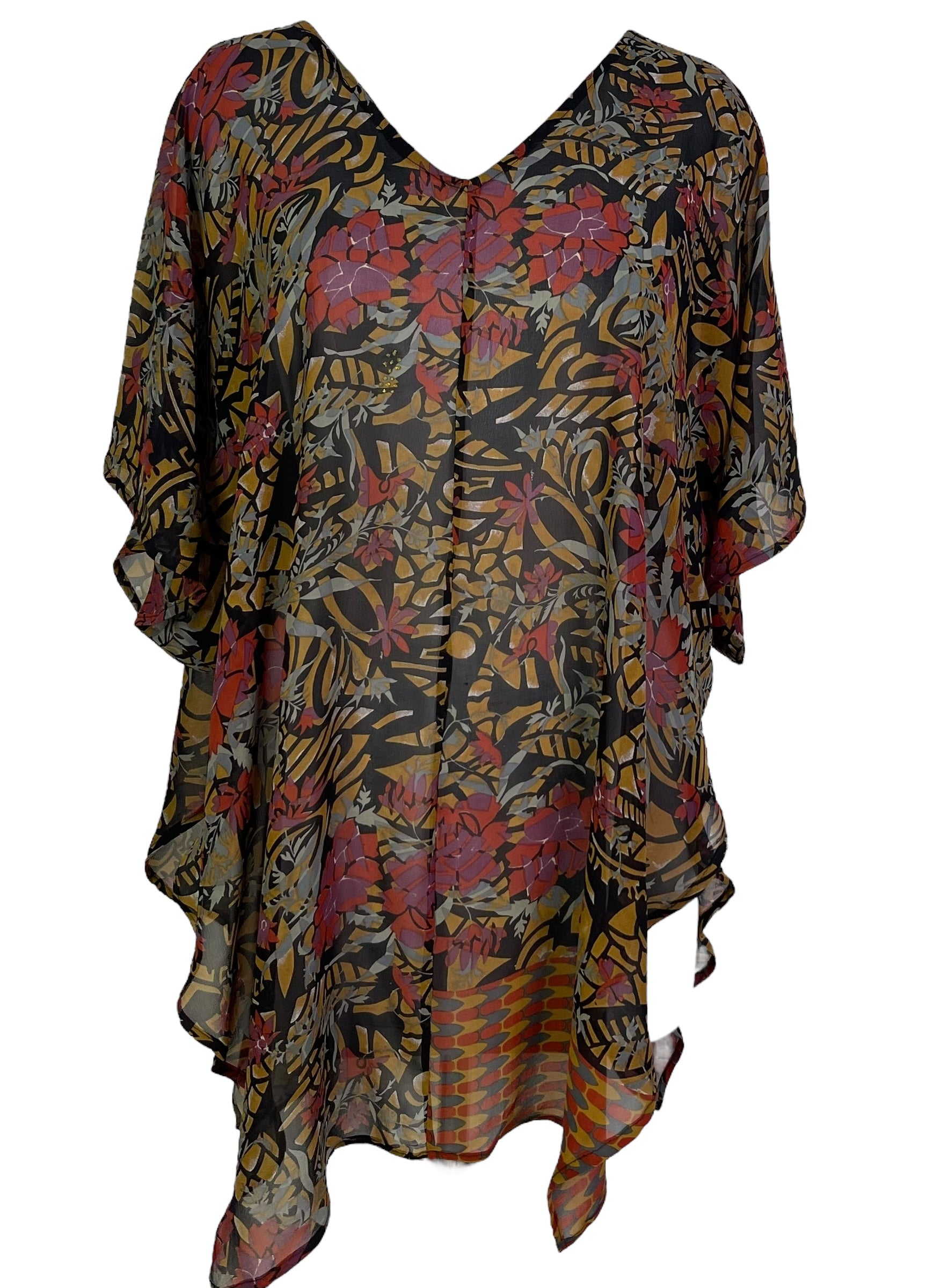 PRG7084 Sheer Wabi Sabi Pure Silk Waterfall Top