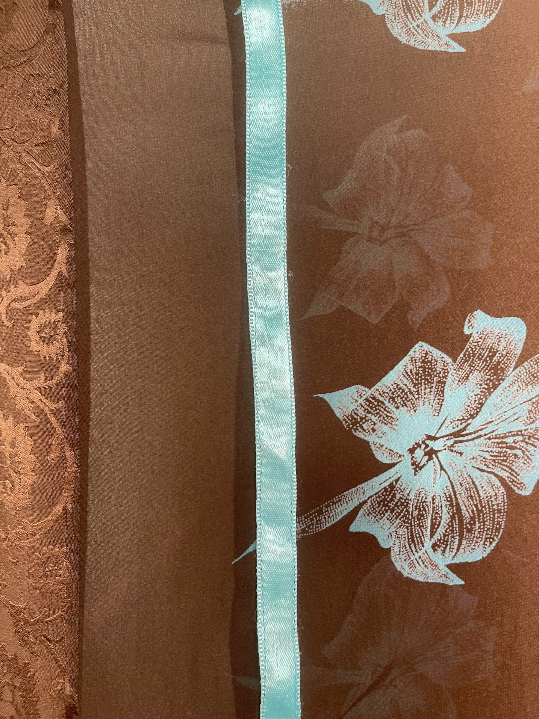 PRG8567 Sheer Avatar Long Pure Silk Kimono Sleeved Duster with Belt