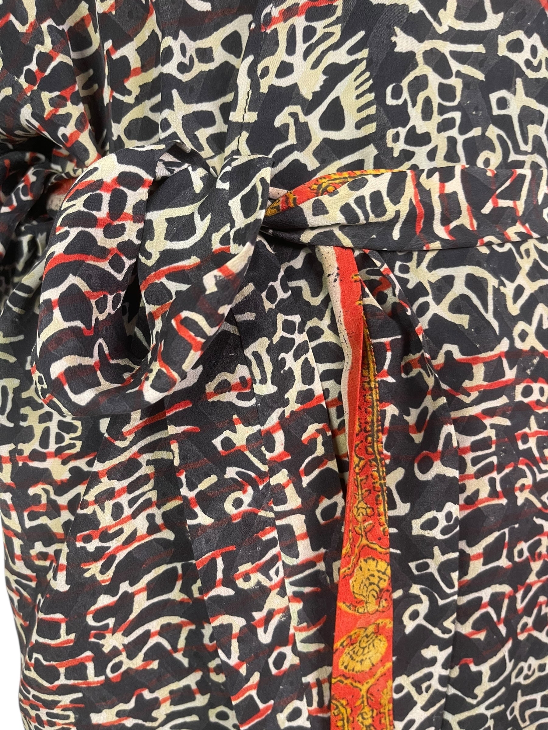 PRC8549 Avatar Long Pure Silk Kimono Sleeved Duster with Belt